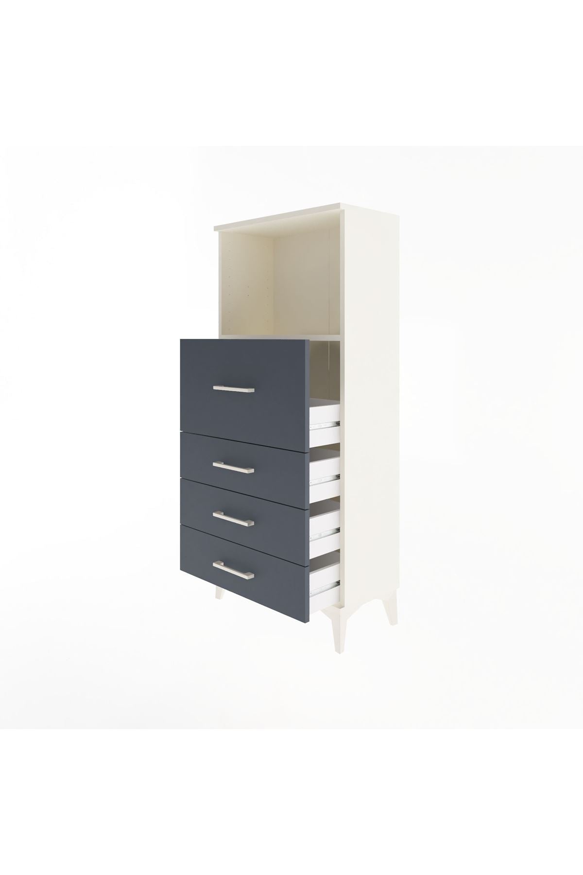 Arges Dolap Tek Raflı 4 Çekmeceli 60x30x134 - S17M016V2A