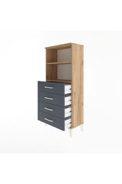 Arges Dolap 2 Raflı 4 Çekmeceli 60x30x134 - S17M053V8A