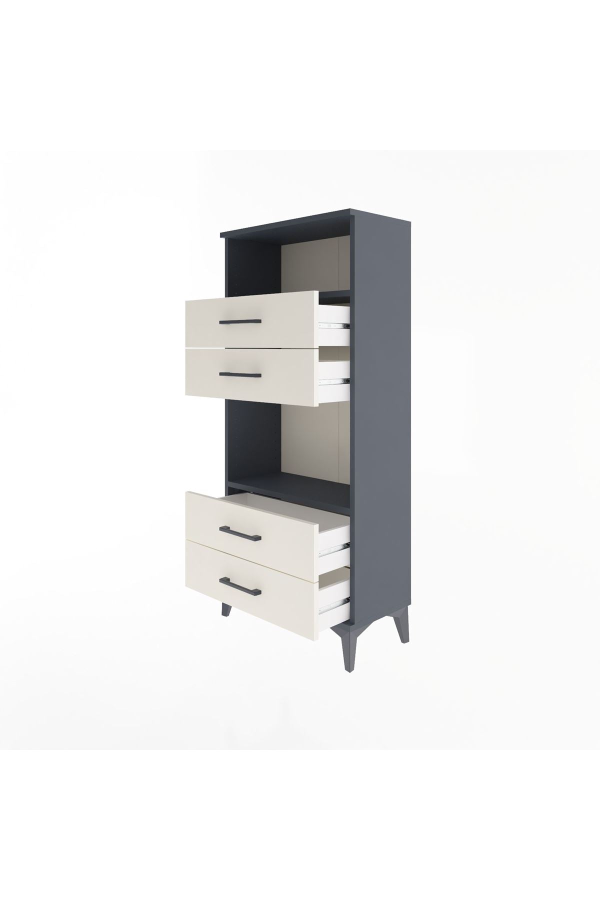 Arges Dolap 2 Raflı 4 Çekmeceli 60x30x134 - S17M054V4A