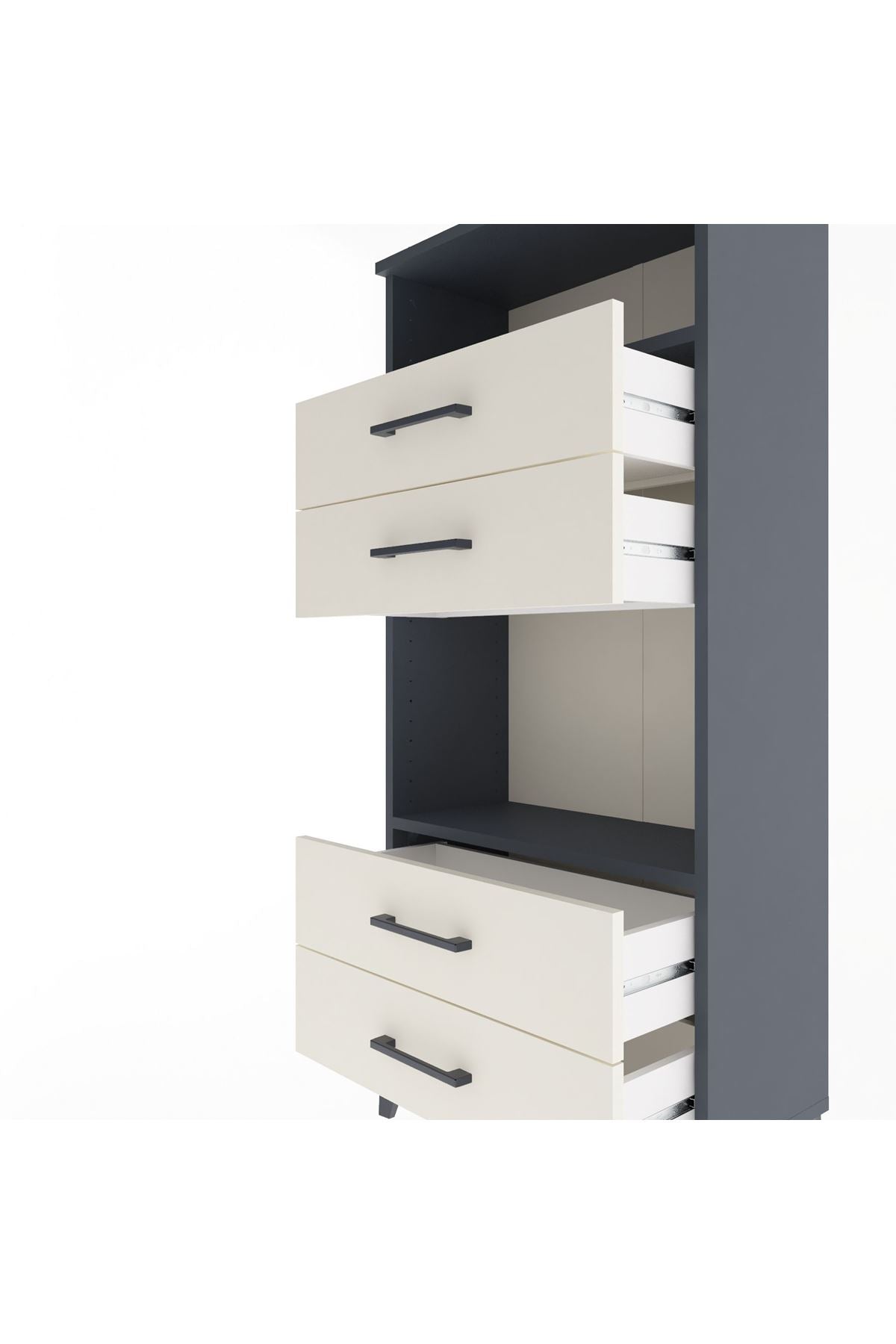 Arges Dolap 2 Raflı 4 Çekmeceli 60x30x134 - S17M054V4A