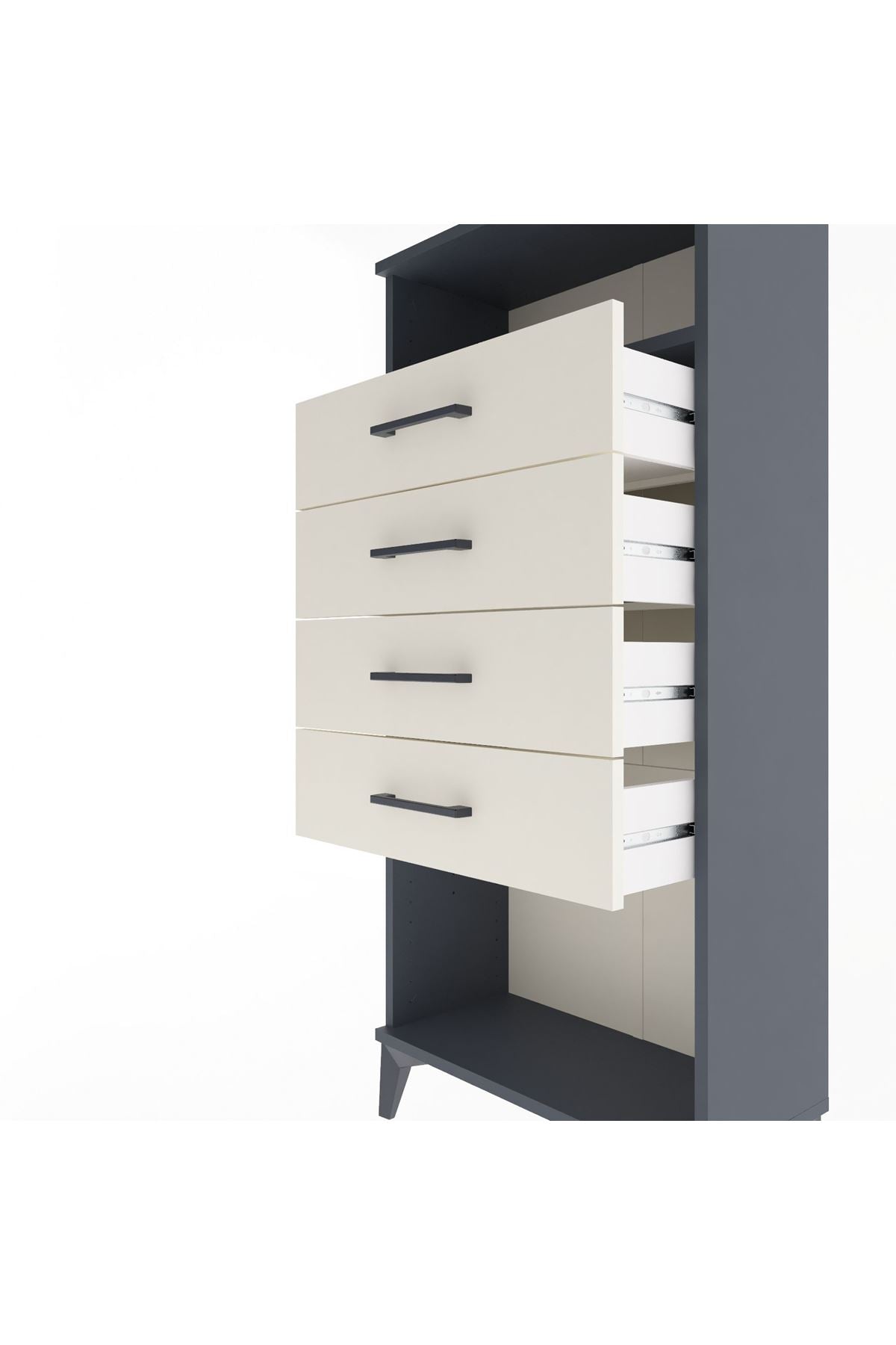 Arges Dolap Tek Raflı 4 Çekmeceli 60x30x134 - S17M056V4A