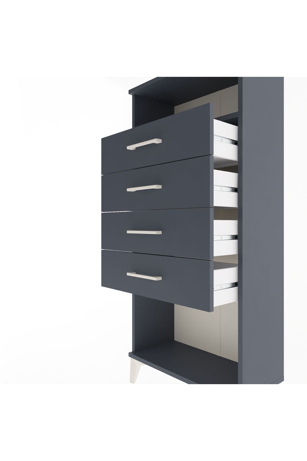 Arges Dolap Tek Raflı 4 Çekmeceli 60x30x134 - S17M056V5A