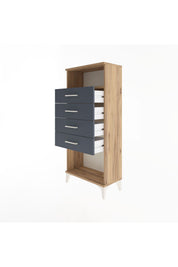 Arges Dolap Tek Raflı 4 Çekmeceli 60x30x134 - S17M056V8A