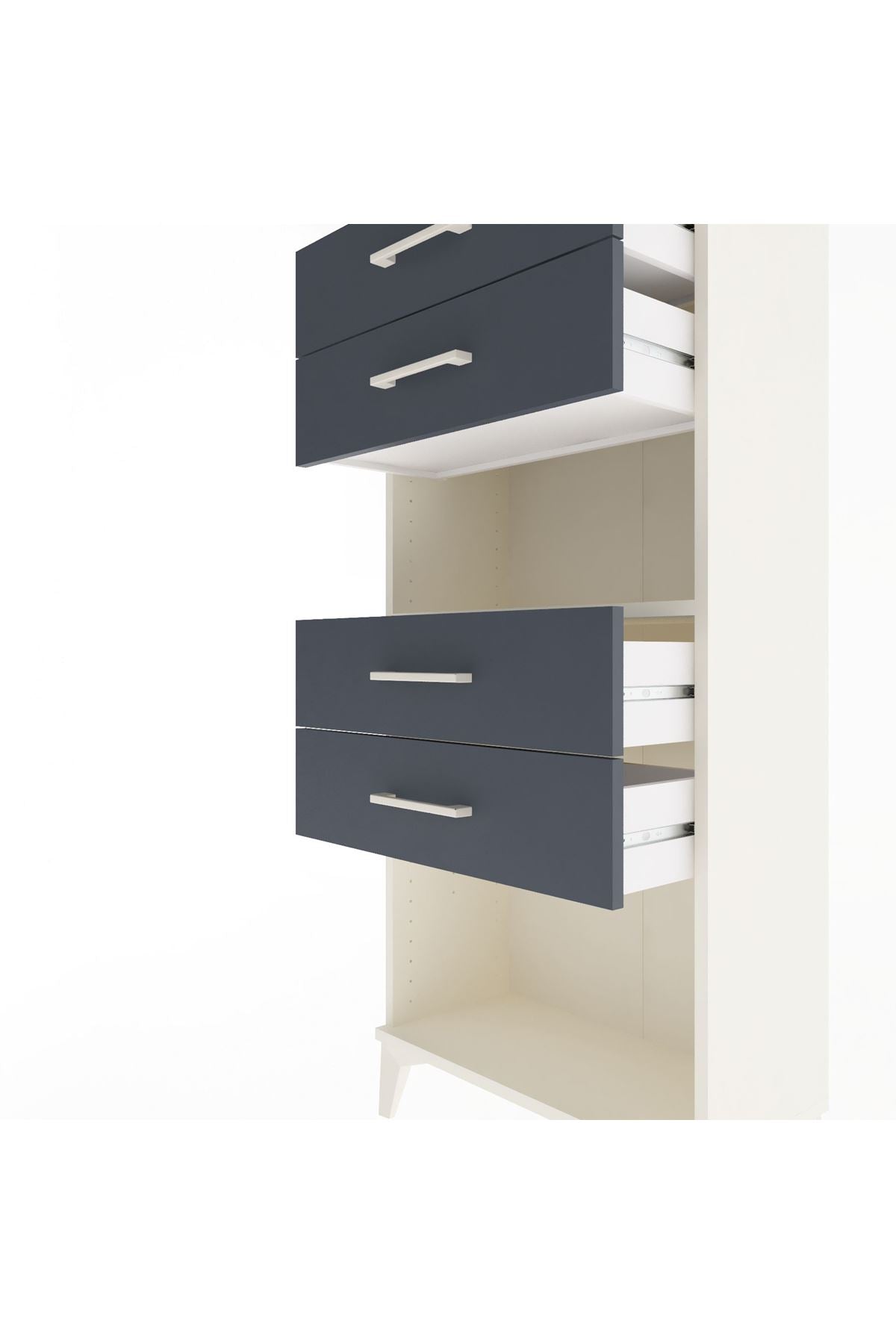 Arges Dolap Tek Raflı 4 Çekmeceli 60x30x134 - S17M057V2A