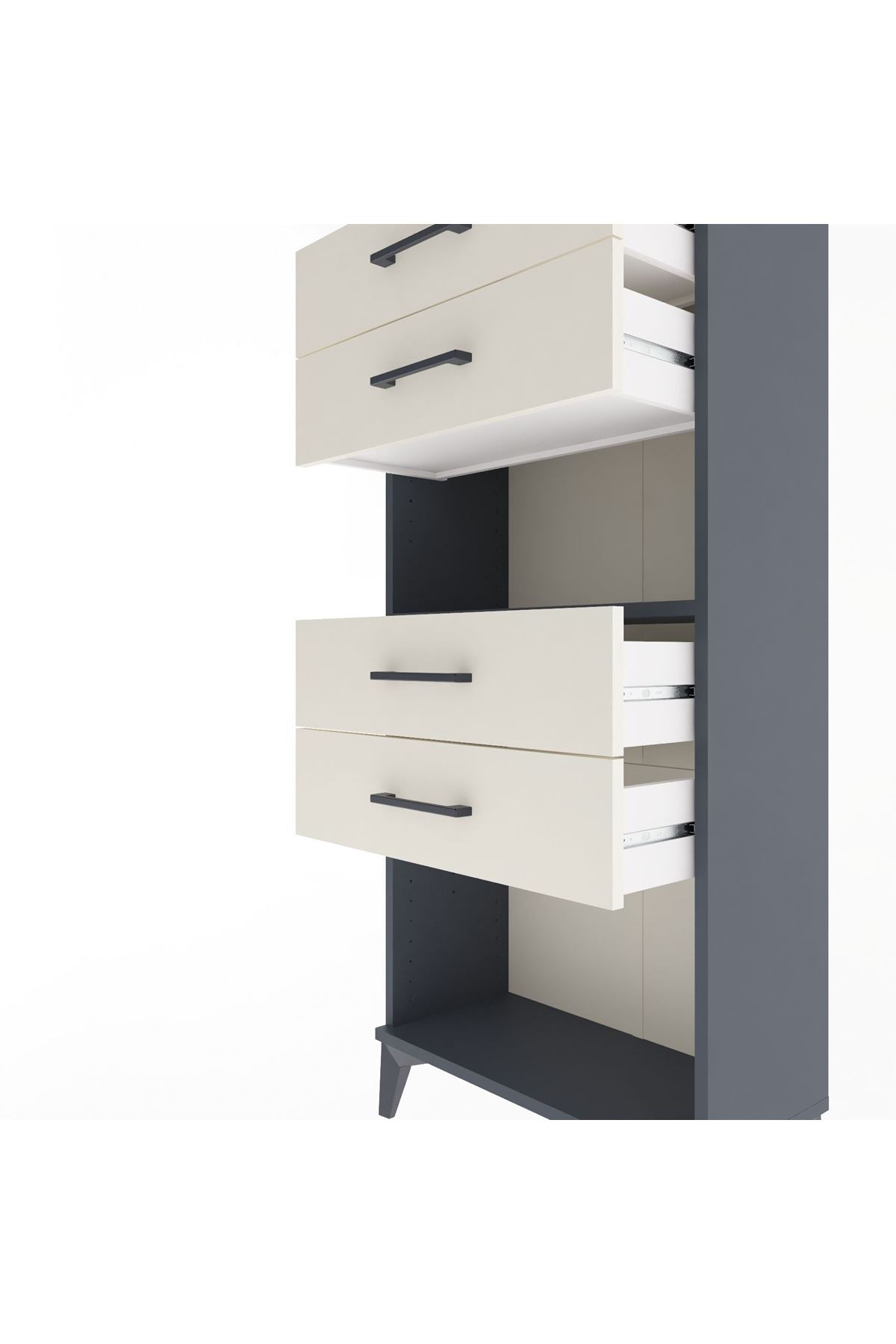 Arges Dolap Tek Raflı 4 Çekmeceli 60x30x134 - S17M057V4A