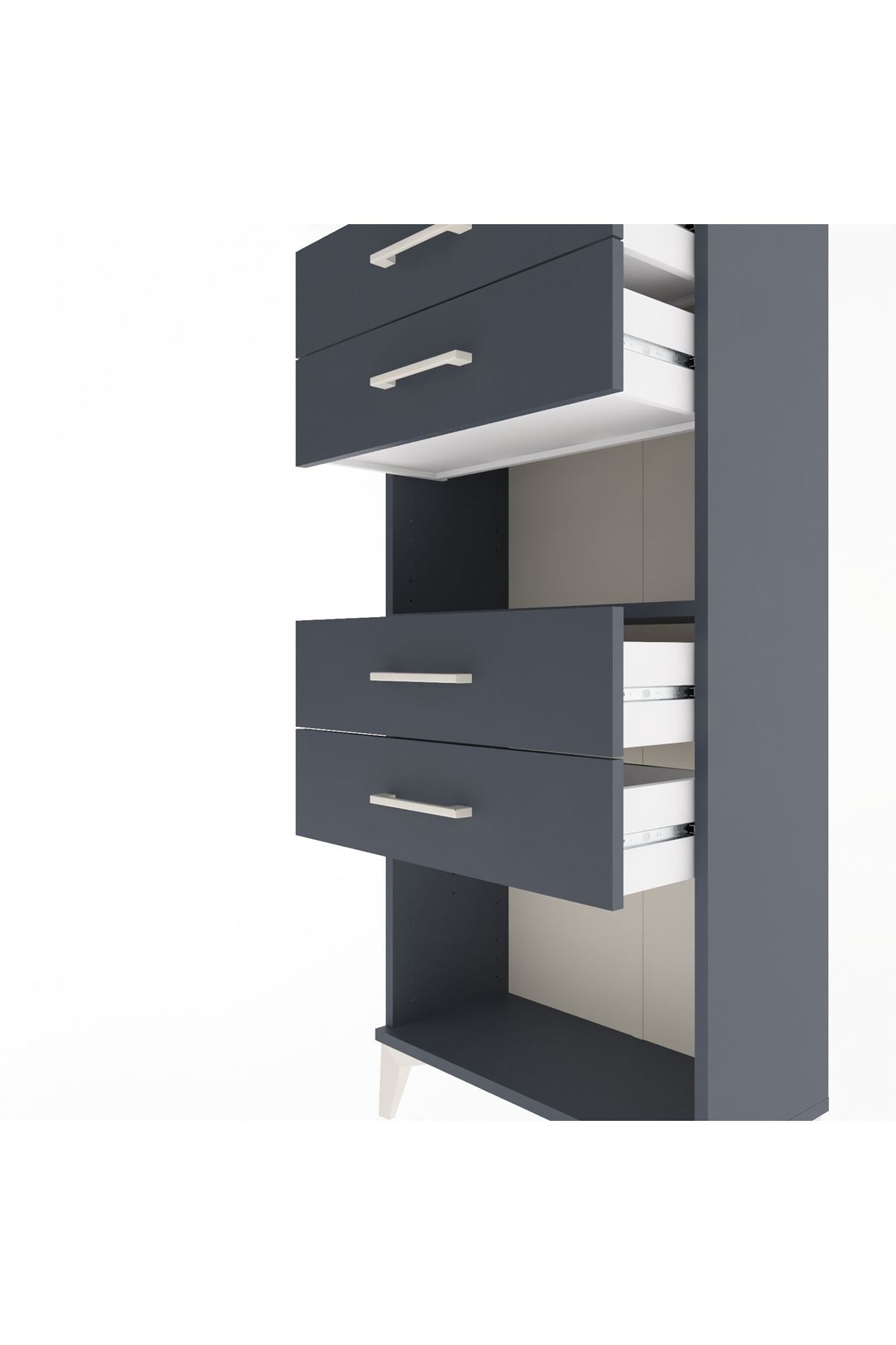 Arges Dolap Tek Raflı 4 Çekmeceli 60x30x134 - S17M057V5A
