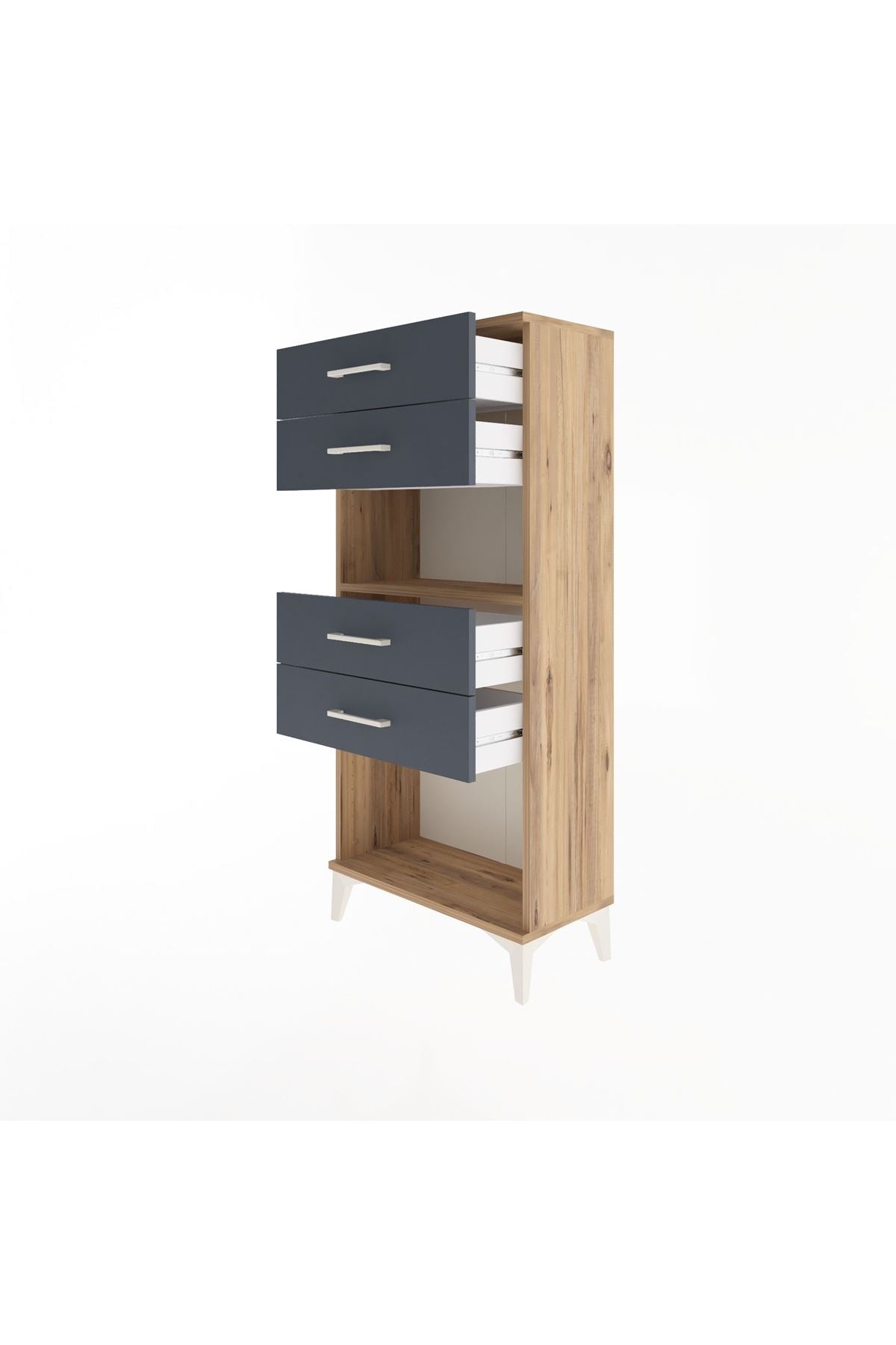 Arges Dolap Tek Raflı 4 Çekmeceli 60x30x134 - S17M057V8A