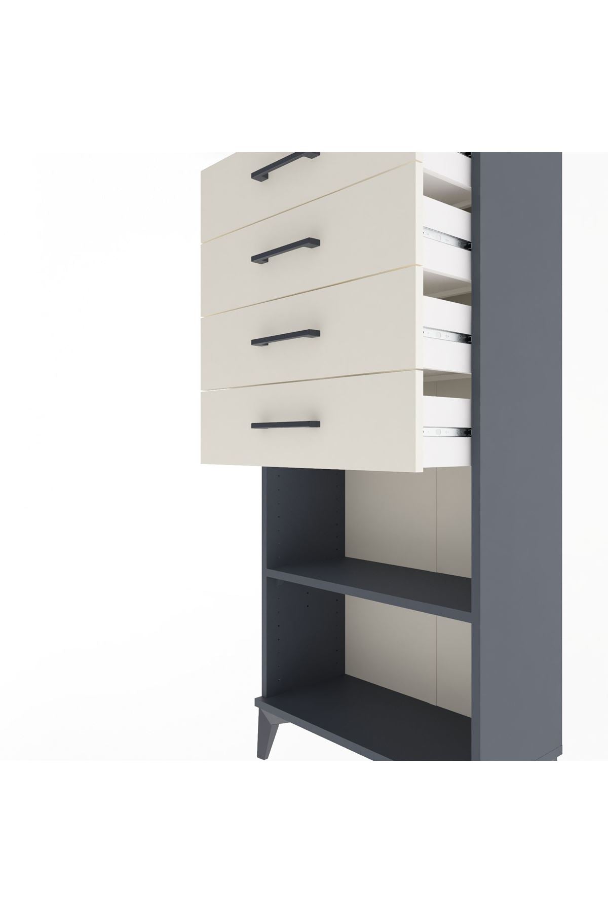 Arges Dolap Tek Raflı 4 Çekmeceli 60x30x134 - S17M058V4A
