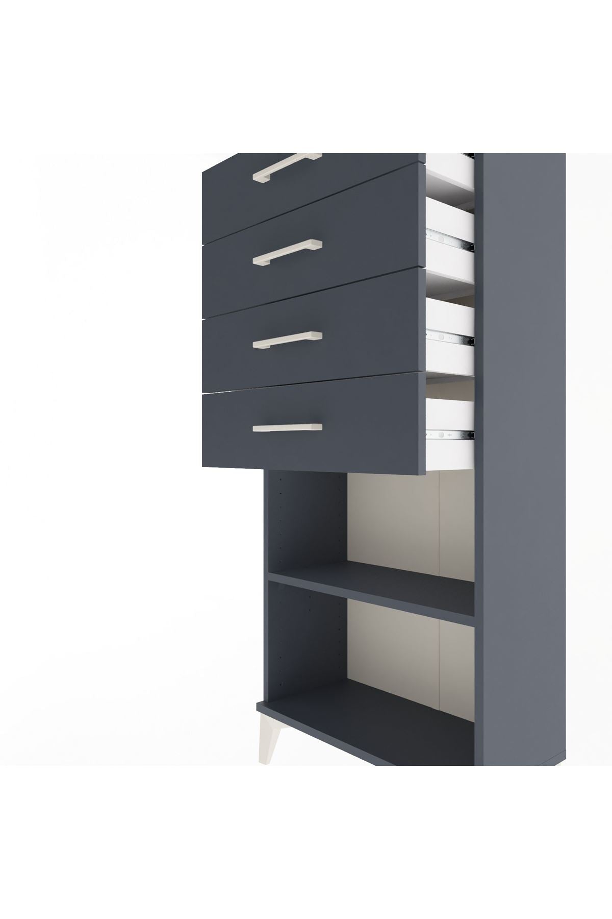 Arges Dolap Tek Raflı 4 Çekmeceli 60x30x134 - S17M058V5A