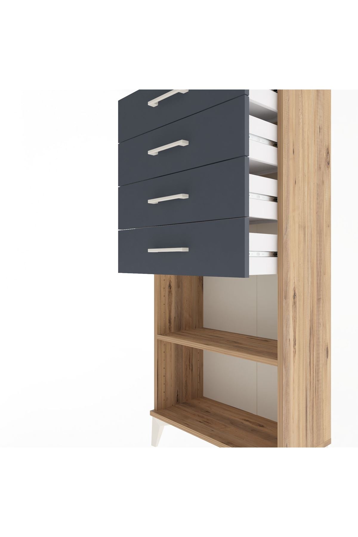 Arges Dolap Tek Raflı 4 Çekmeceli 60x30x134 - S17M058V8A