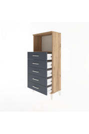 Arges Dolap Tek Raflı 5 Çekmeceli 60x30x134 - S17M059V8A