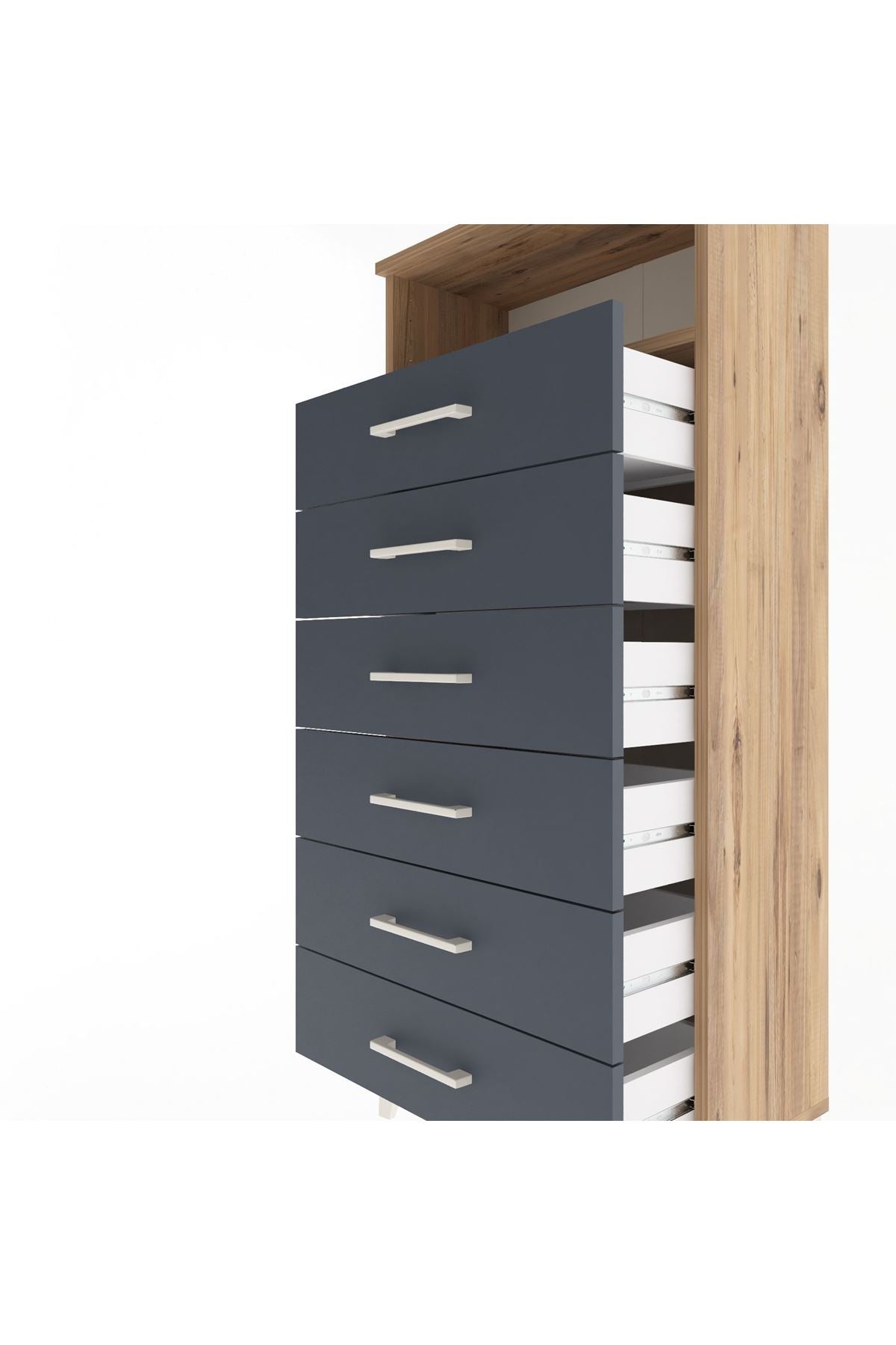 Arges Dolap Tek Raflı 6 Çekmeceli 60x30x134 - S17M063V8A