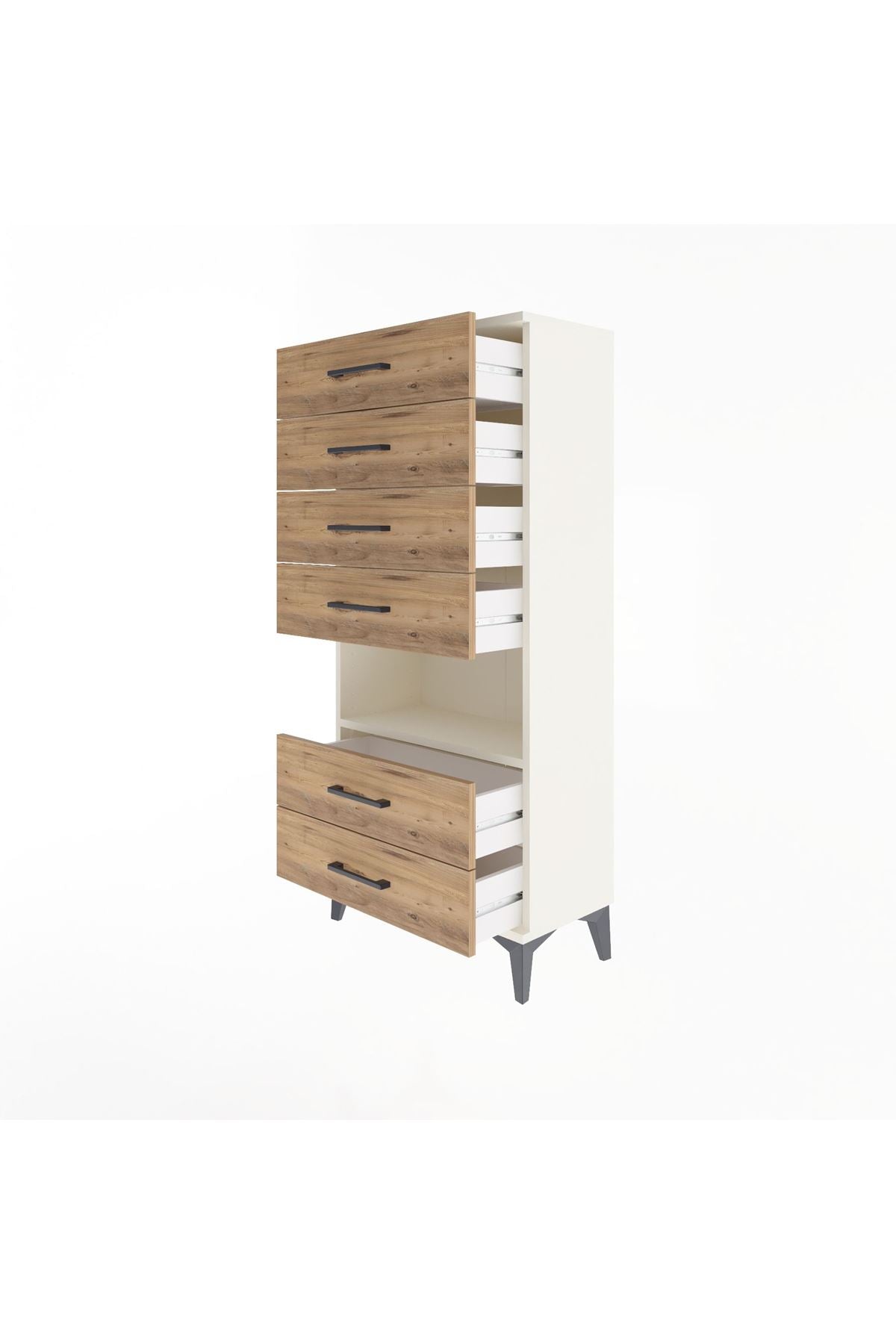 Arges Dolap Tek Raflı 6 Çekmeceli 60x30x134 - S17M065V3A