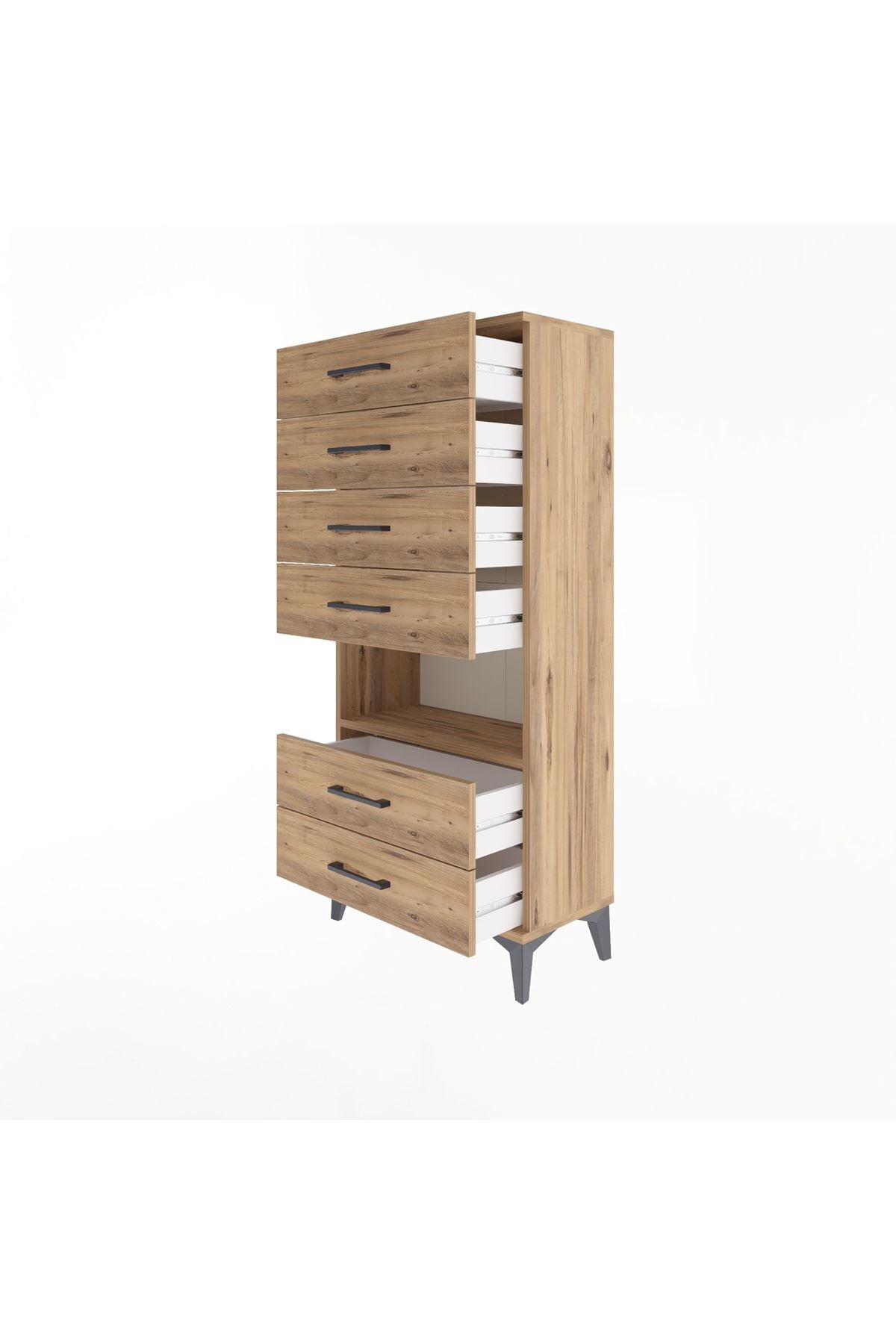 Arges Dolap Tek Raflı 6 Çekmeceli 60x30x134 - S17M065V9A