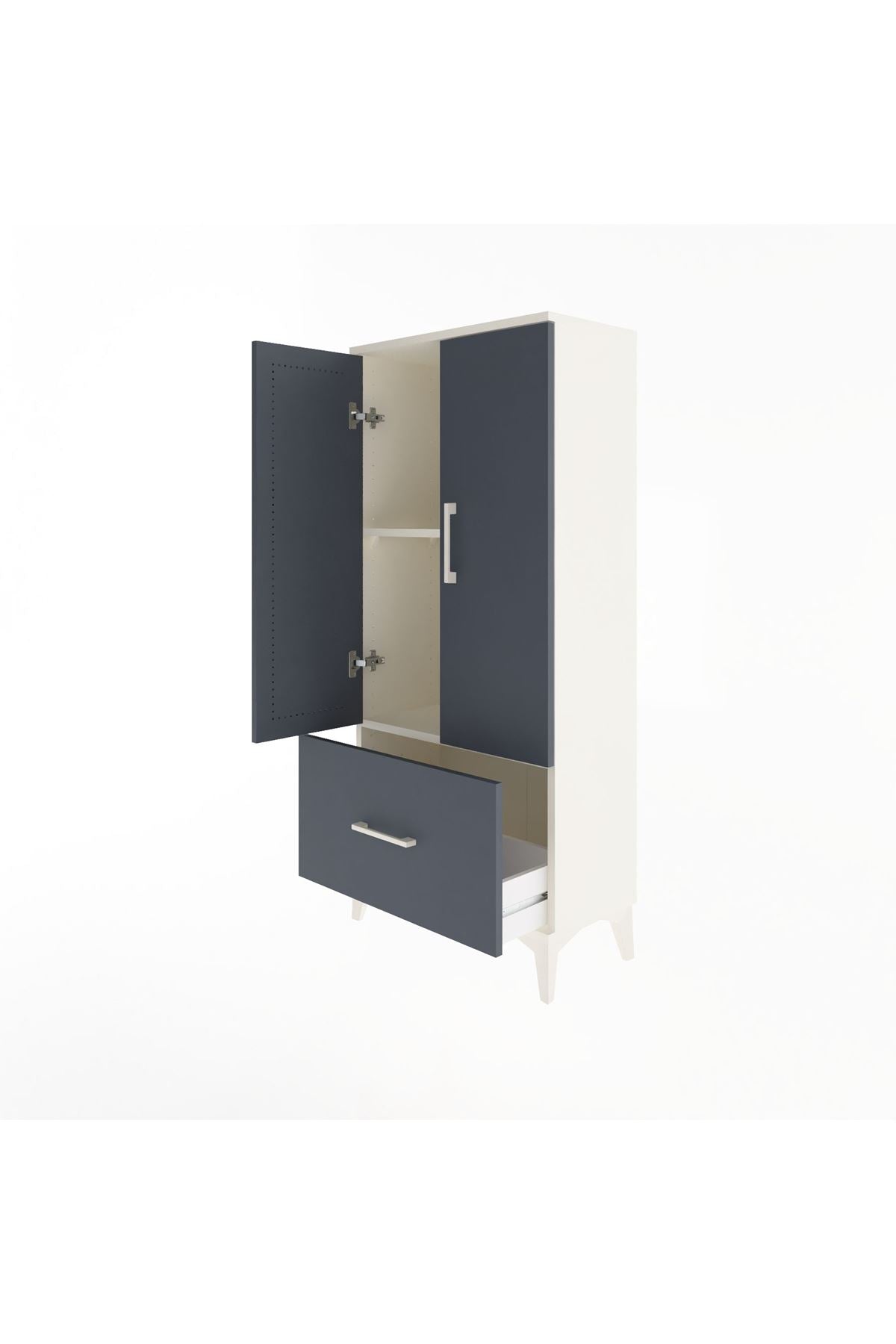 Arges Dolap 2 Raflı Tek Çekmeceli 2 Kapaklı 60x30x134 - S17M068V2A
