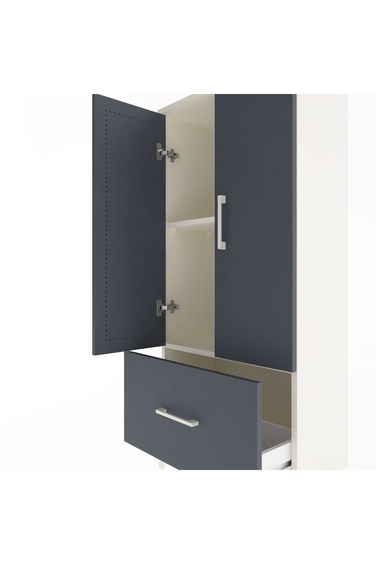Arges Dolap 2 Raflı Tek Çekmeceli 2 Kapaklı 60x30x134 - S17M068V2A