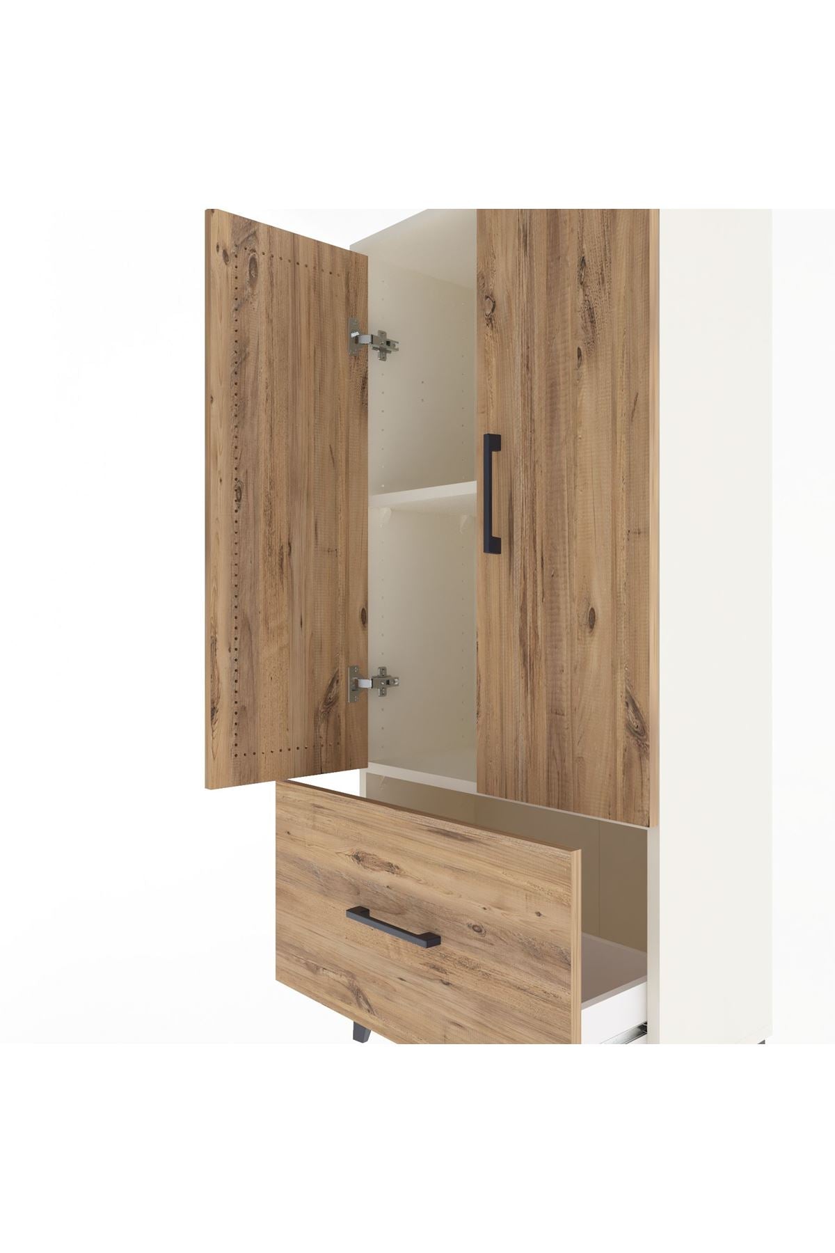 Arges Dolap 2 Raflı Tek Çekmeceli 2 Kapaklı 60x30x134 - S17M068V3A