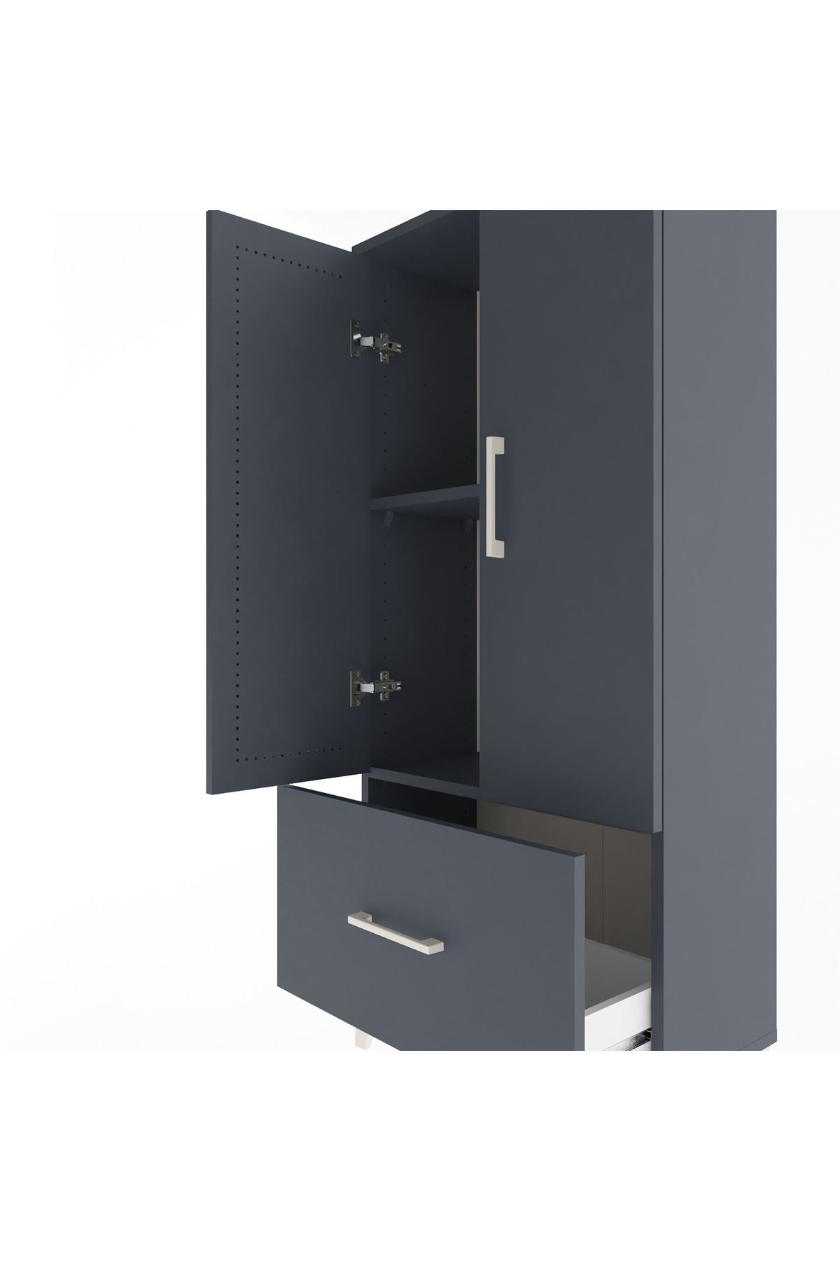 Arges Dolap 2 Raflı Tek Çekmeceli 2 Kapaklı 60x30x134 - S17M068V5A