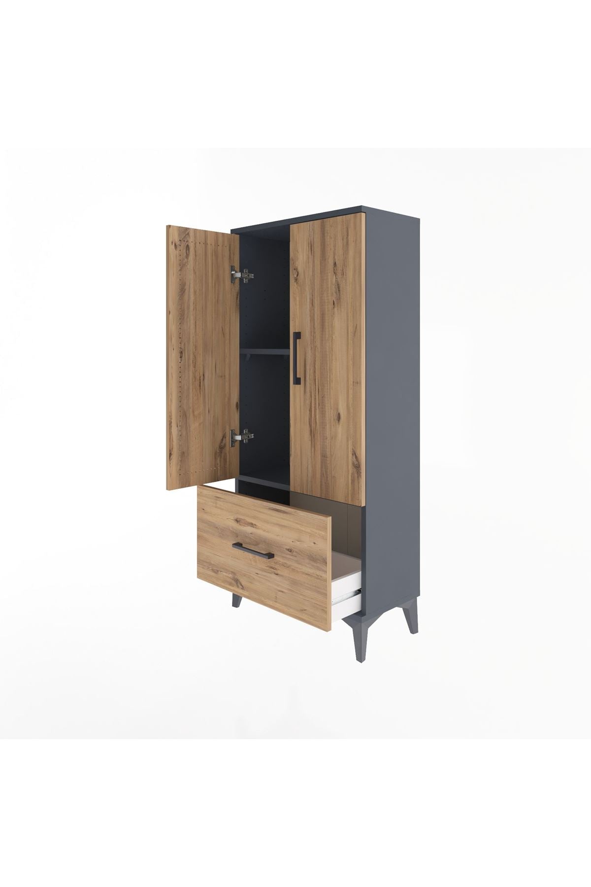 Arges Dolap 2 Raflı Tek Çekmeceli 2 Kapaklı 60x30x134 - S17M068V6A