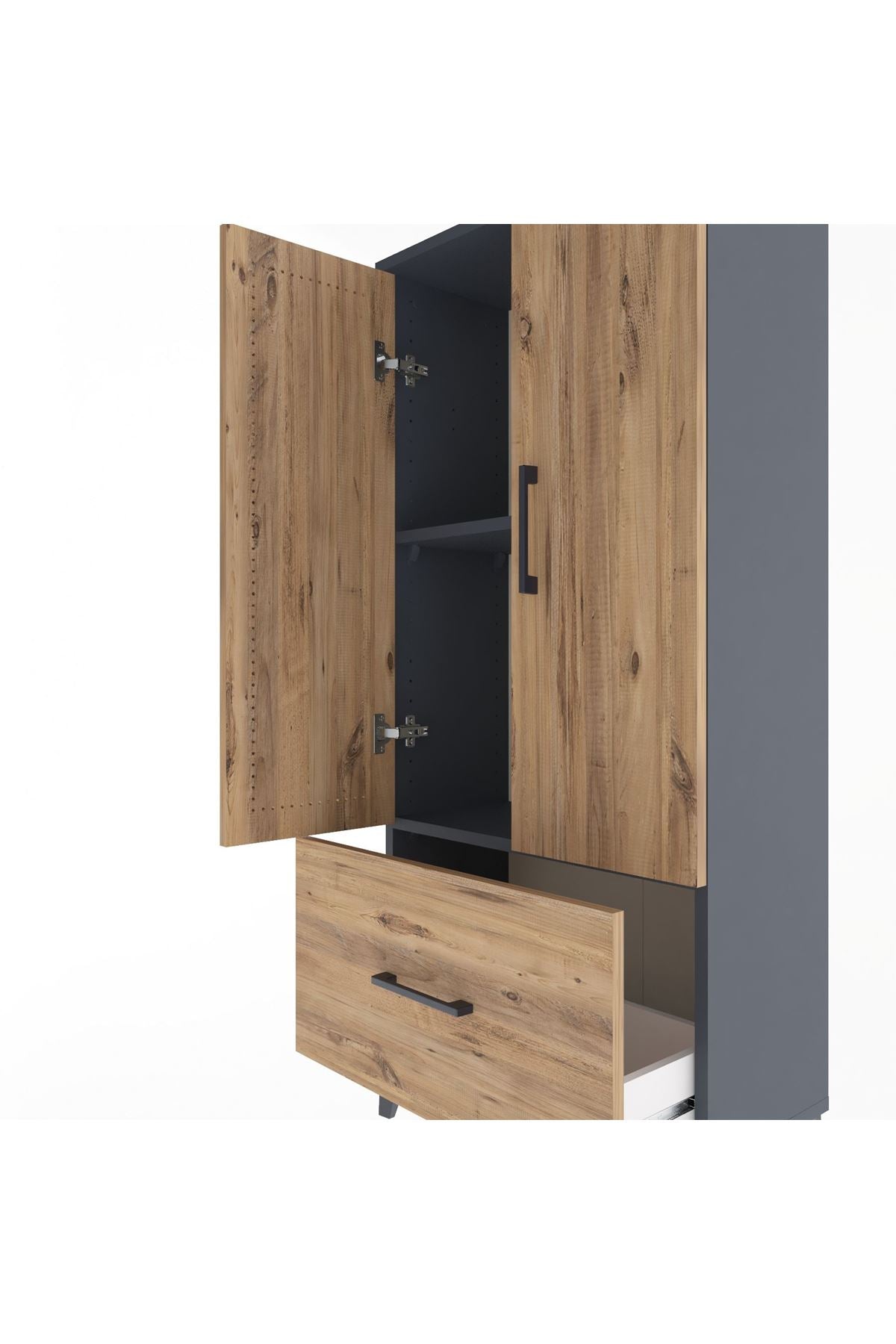 Arges Dolap 2 Raflı Tek Çekmeceli 2 Kapaklı 60x30x134 - S17M068V6A