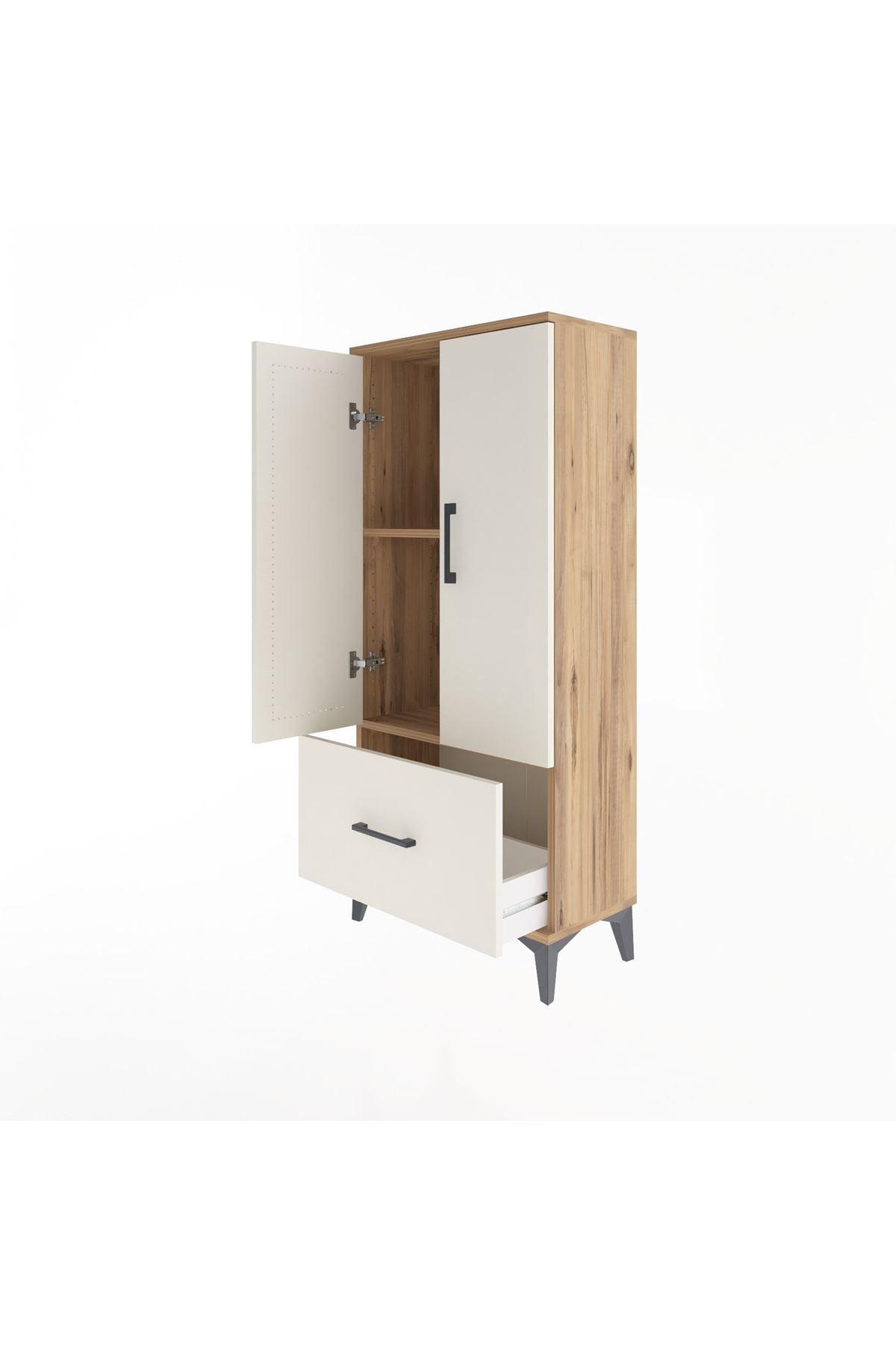 Arges Dolap 2 Raflı Tek Çekmeceli 2 Kapaklı 60x30x134 - S17M068V7A