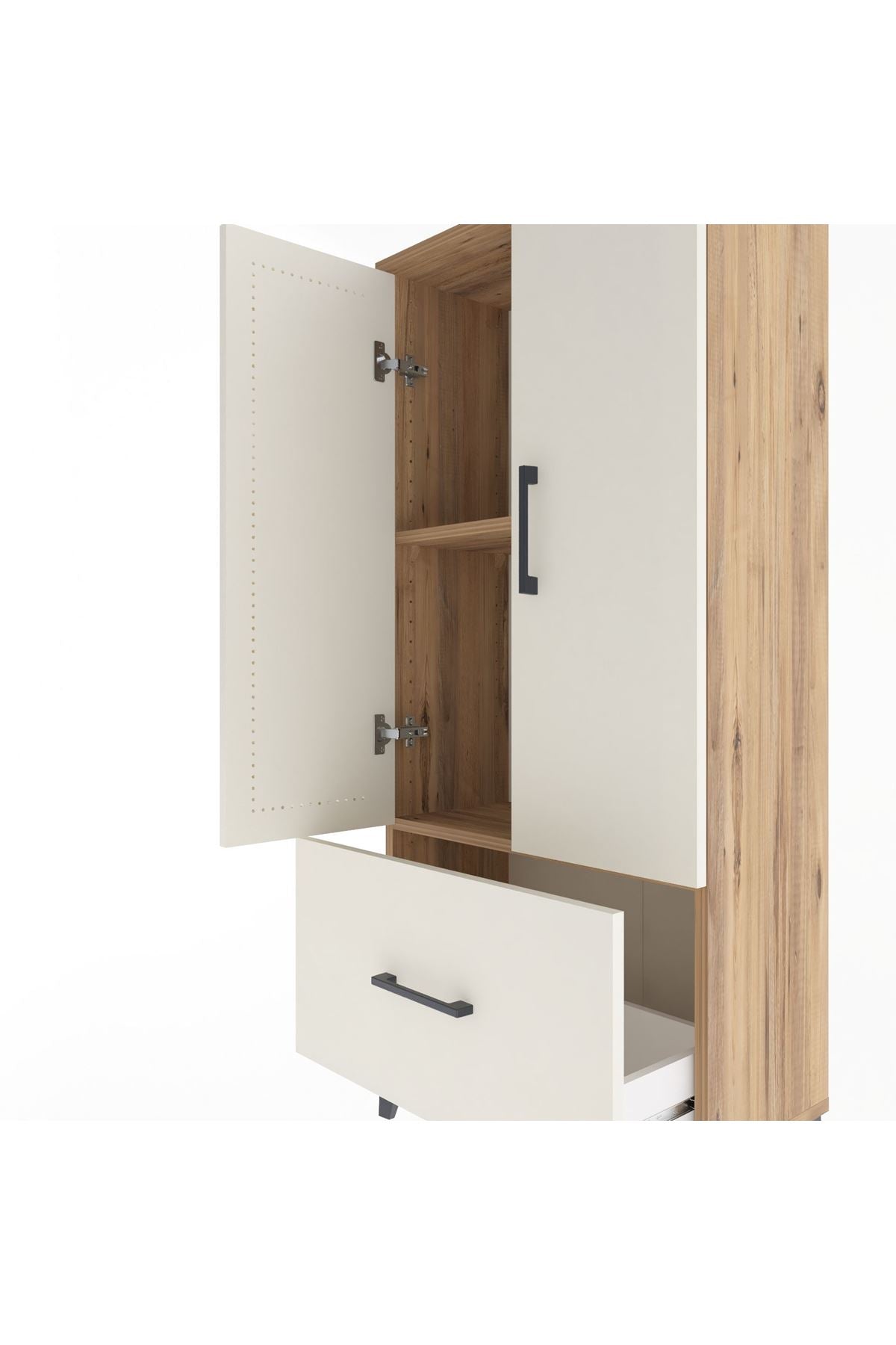 Arges Dolap 2 Raflı Tek Çekmeceli 2 Kapaklı 60x30x134 - S17M068V7A
