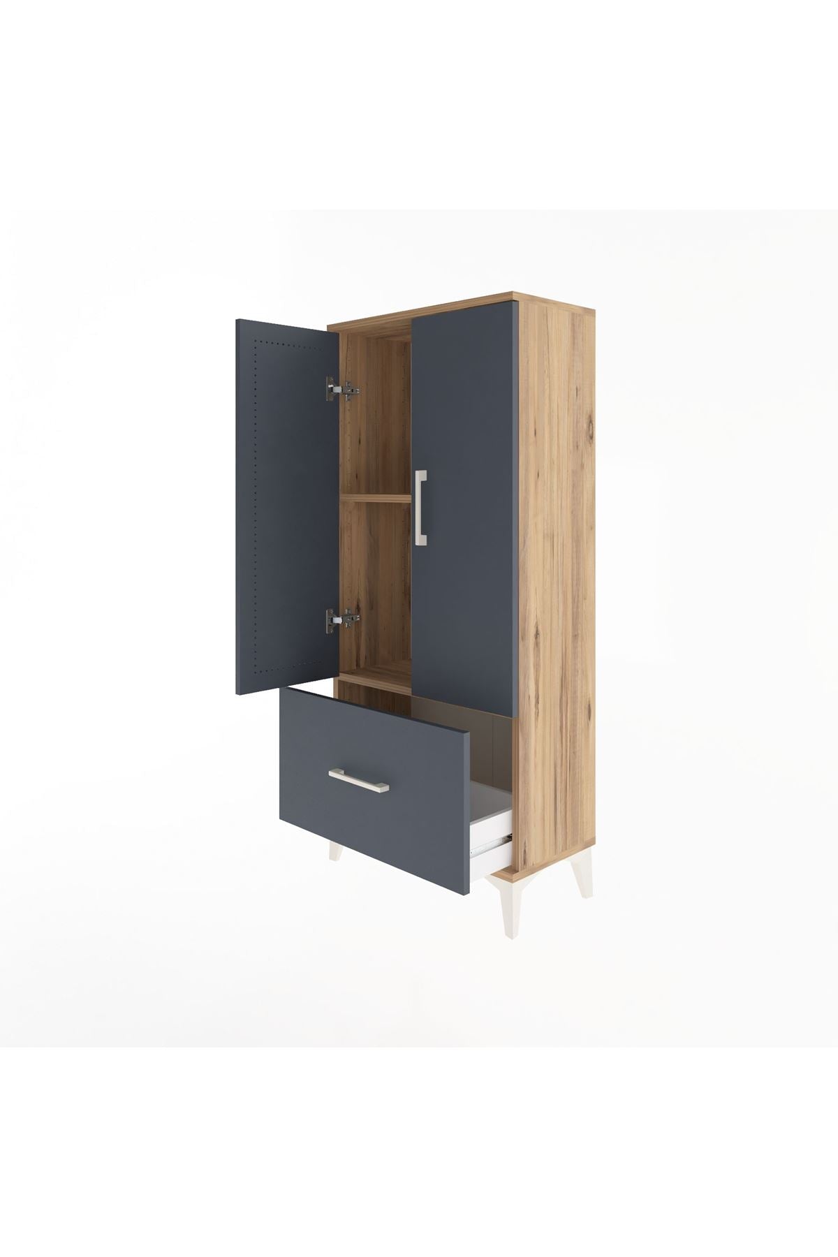 Arges Dolap 2 Raflı Tek Çekmeceli 2 Kapaklı 60x30x134 - S17M068V8A