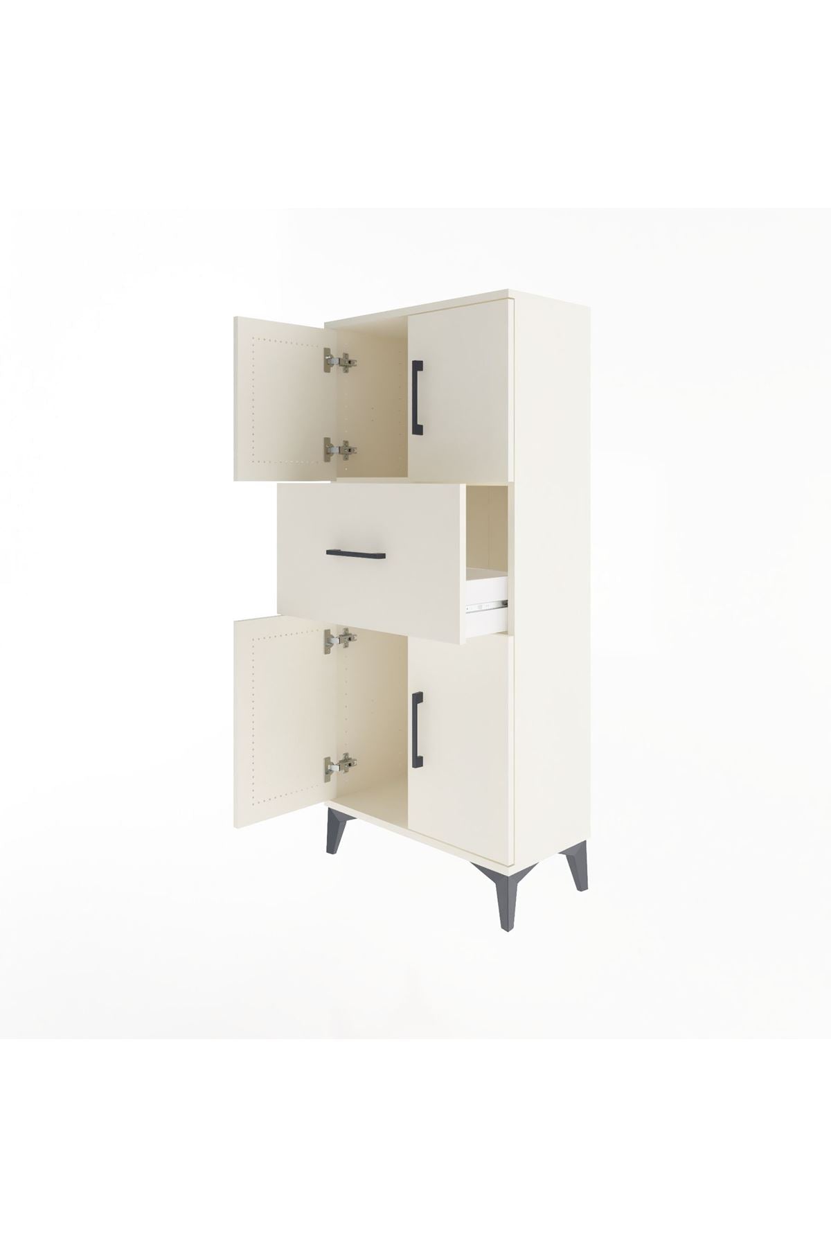 Arges Dolap Tek Raflı Tek Çekmeceli 4 Kapaklı 60x30x134 - S17M069V1A