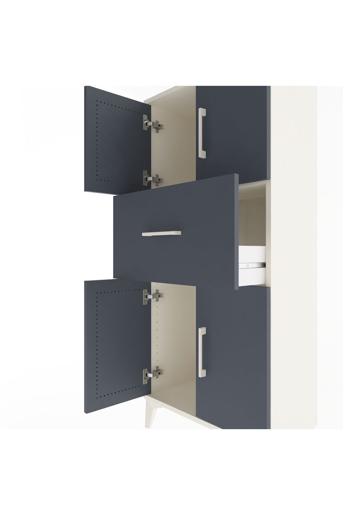Arges Dolap Tek Raflı Tek Çekmeceli 4 Kapaklı 60x30x134 - S17M069V2A