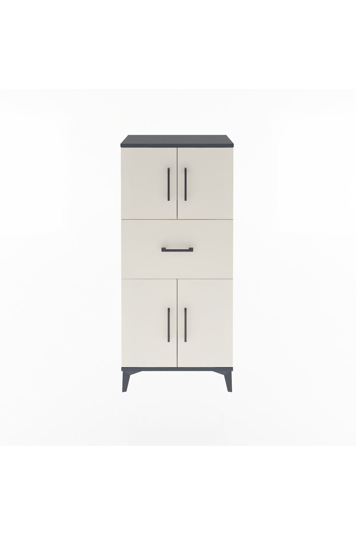 Arges Dolap Tek Raflı Tek Çekmeceli 4 Kapaklı 60x30x134 - S17M069V4A