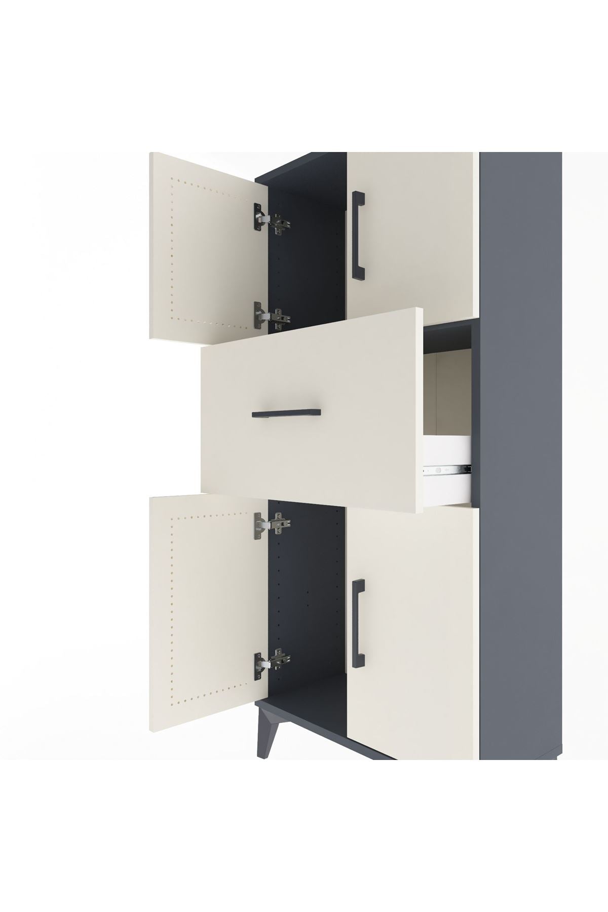 Arges Dolap Tek Raflı Tek Çekmeceli 4 Kapaklı 60x30x134 - S17M069V4A