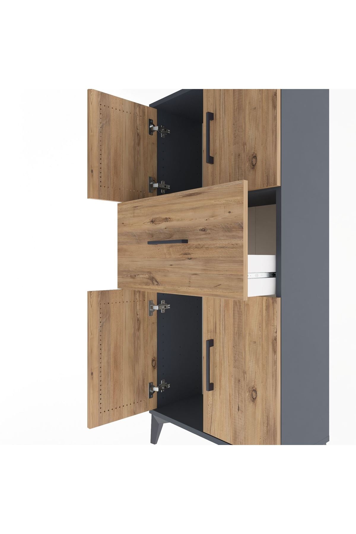 Arges Dolap Tek Raflı Tek Çekmeceli 4 Kapaklı 60x30x134 - S17M069V6A