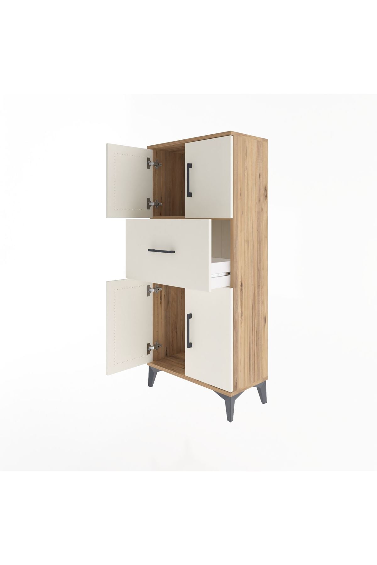 Arges Dolap Tek Raflı Tek Çekmeceli 4 Kapaklı 60x30x134 - S17M069V7A