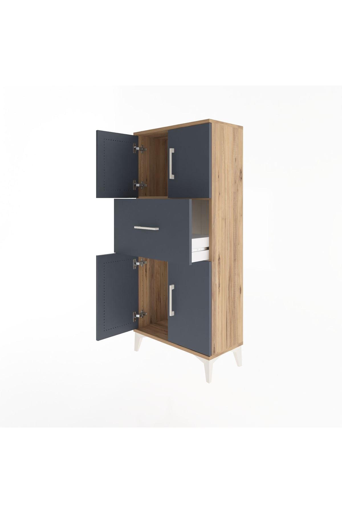 Arges Dolap Tek Raflı Tek Çekmeceli 4 Kapaklı 60x30x134 - S17M069V8A