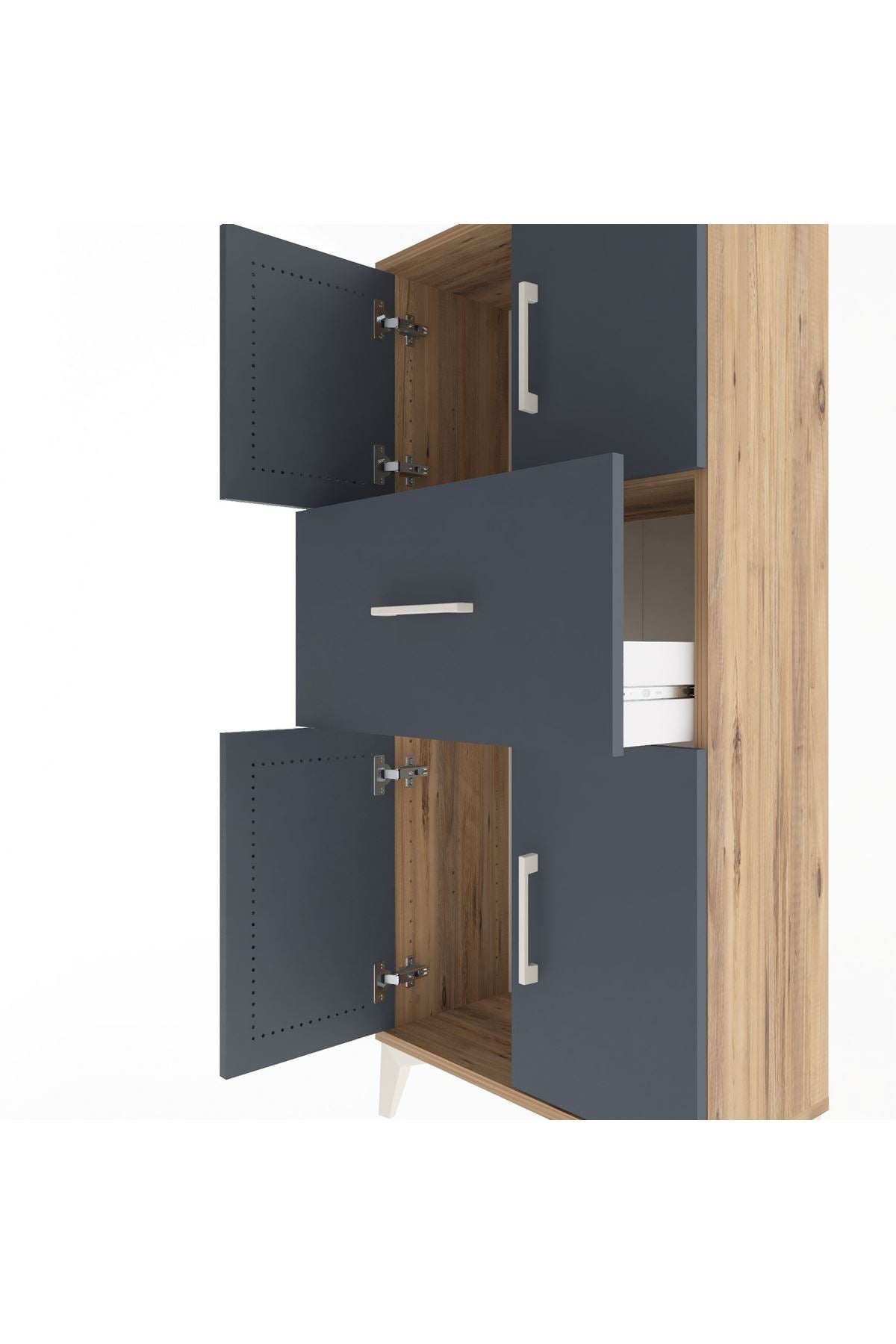 Arges Dolap Tek Raflı Tek Çekmeceli 4 Kapaklı 60x30x134 - S17M069V8A