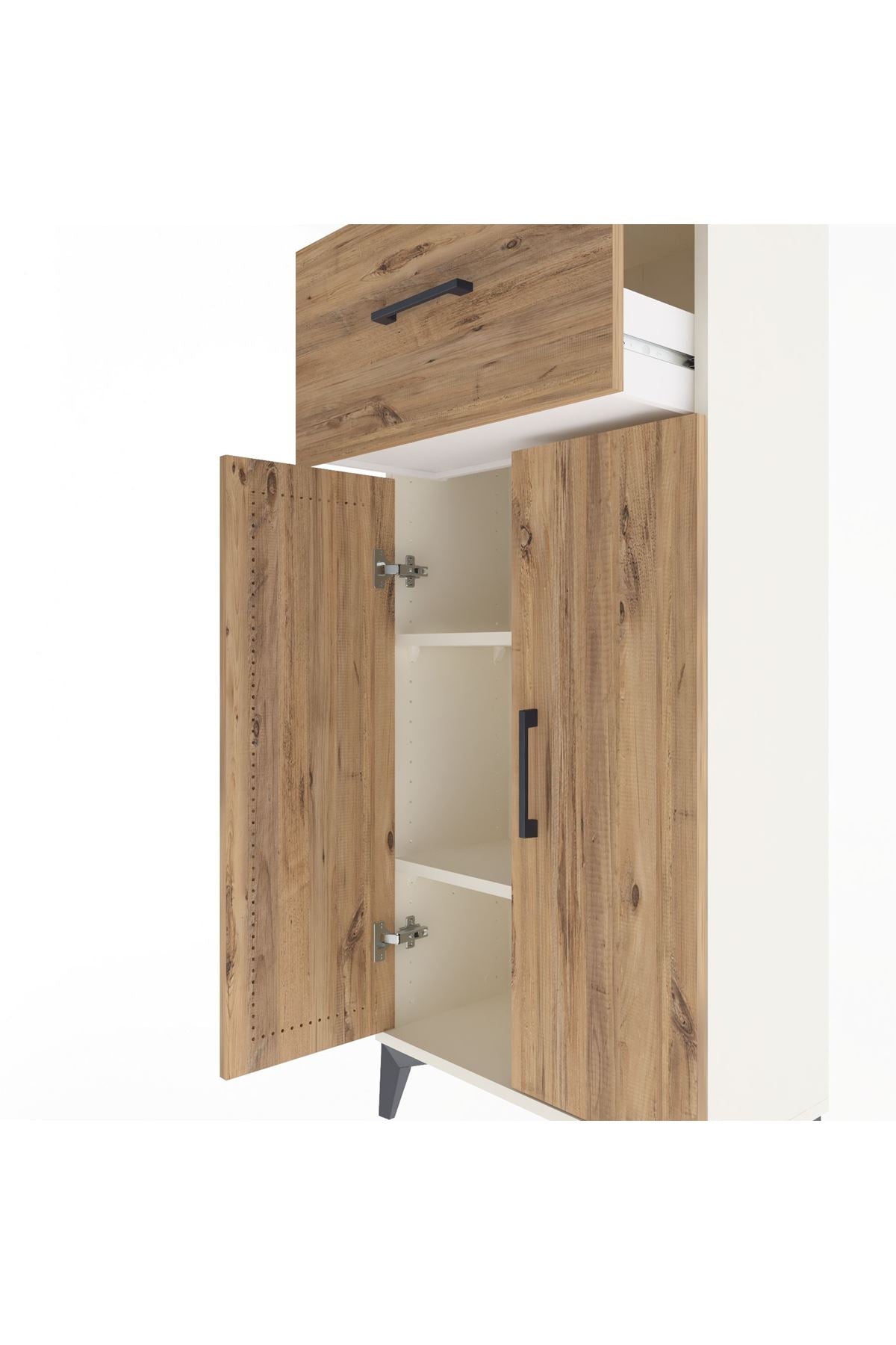 Arges Dolap 2 Raflı Tek Çekmeceli 2 Kapaklı 60x30x134 - S17M070V3A