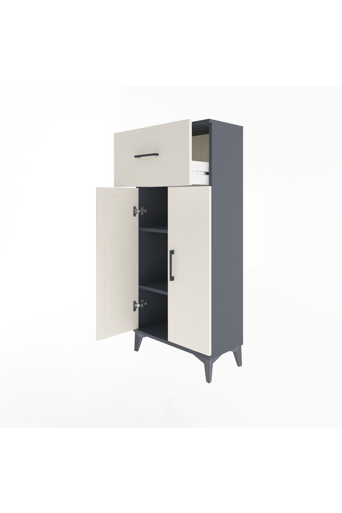 Arges Dolap 2 Raflı Tek Çekmeceli 2 Kapaklı 60x30x134 - S17M070V4A