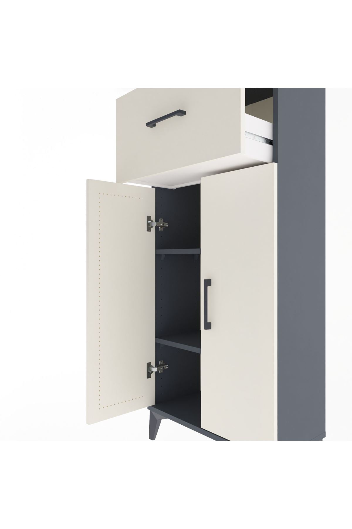 Arges Dolap 2 Raflı Tek Çekmeceli 2 Kapaklı 60x30x134 - S17M070V4A