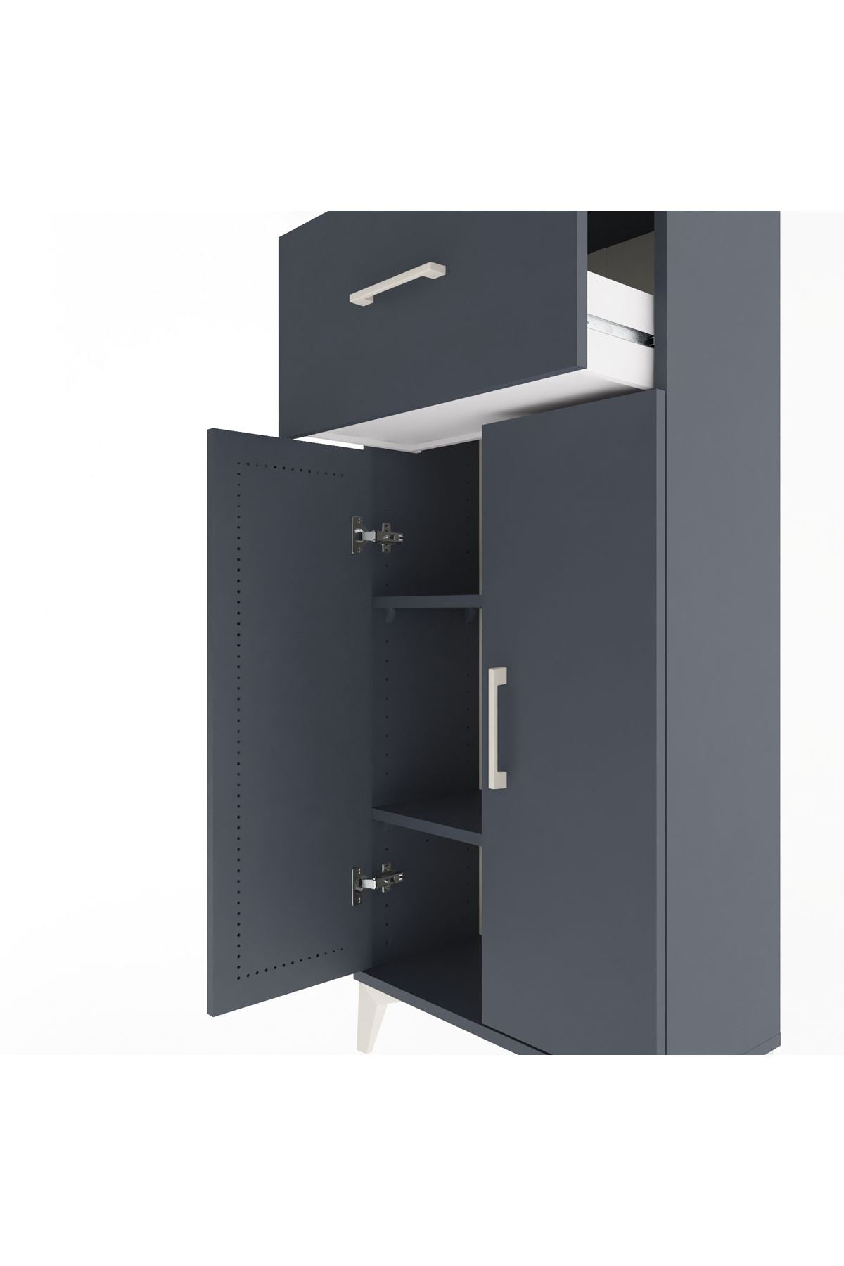 Arges Dolap 2 Raflı Tek Çekmeceli 2 Kapaklı 60x30x134 - S17M070V5A