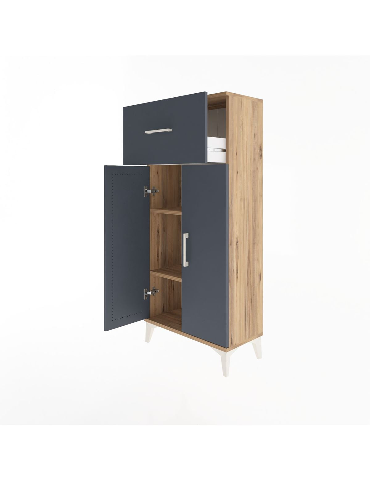 Arges Dolap 2 Raflı Tek Çekmeceli 2 Kapaklı 60x30x134 - S17M070V8A