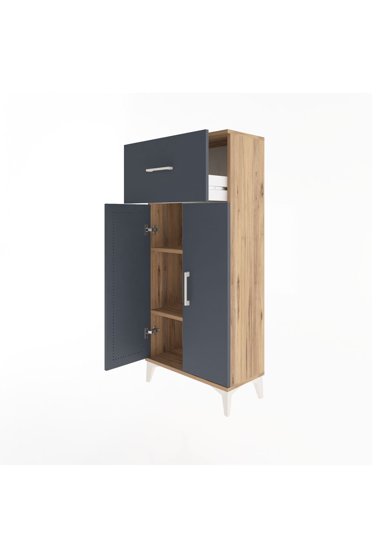Arges Dolap 2 Raflı Tek Çekmeceli 2 Kapaklı 60x30x134 - S17M070V8A