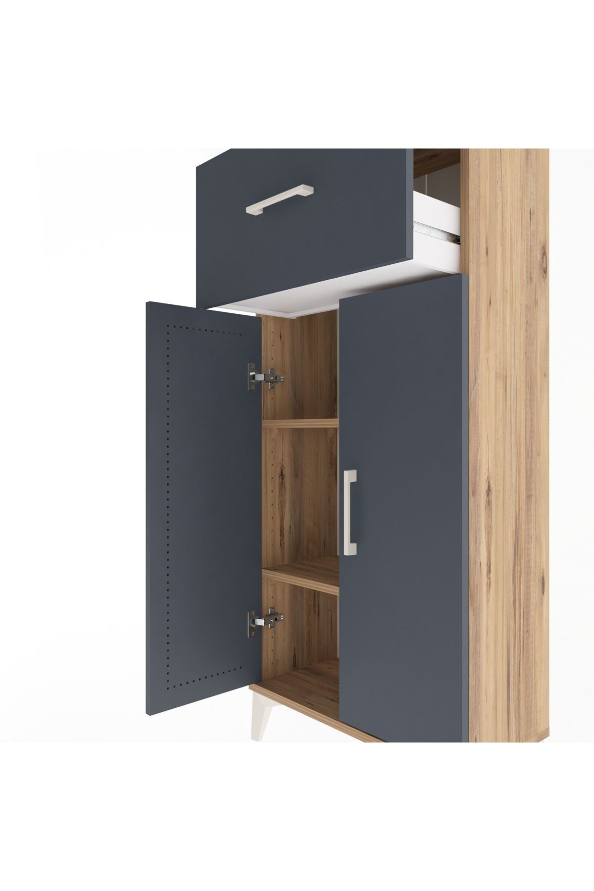 Arges Dolap 2 Raflı Tek Çekmeceli 2 Kapaklı 60x30x134 - S17M070V8A