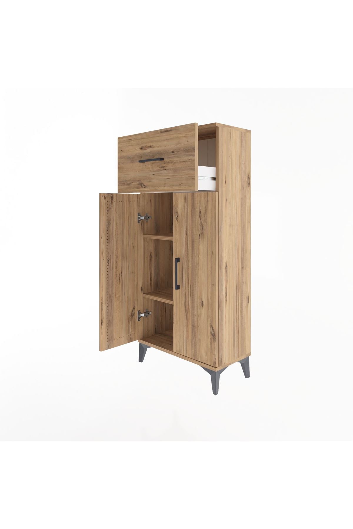 Arges Dolap 2 Raflı Tek Çekmeceli 2 Kapaklı 60x30x134 - S17M070V9A