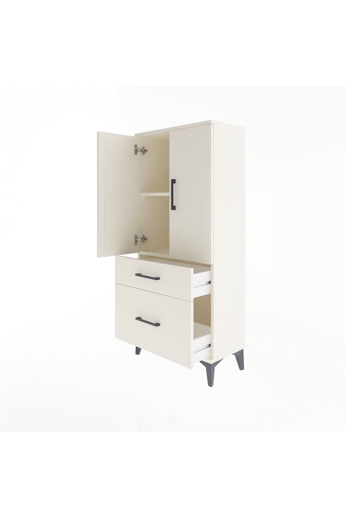 Arges Dolap 2 Raflı 2 Çekmeceli 2 Kapaklı 60x30x134 - S17M071V1A