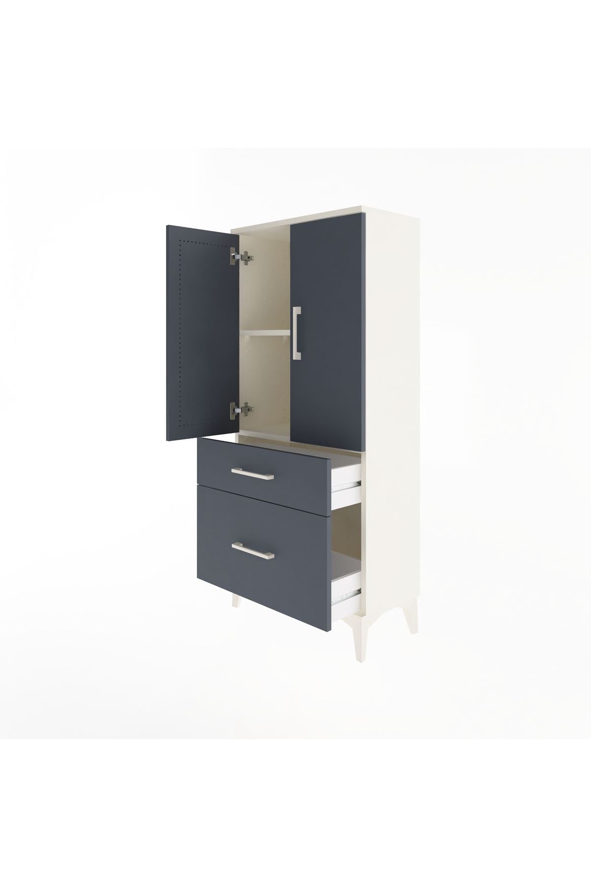 Arges Dolap 2 Raflı 2 Çekmeceli 2 Kapaklı 60x30x134 - S17M071V2A