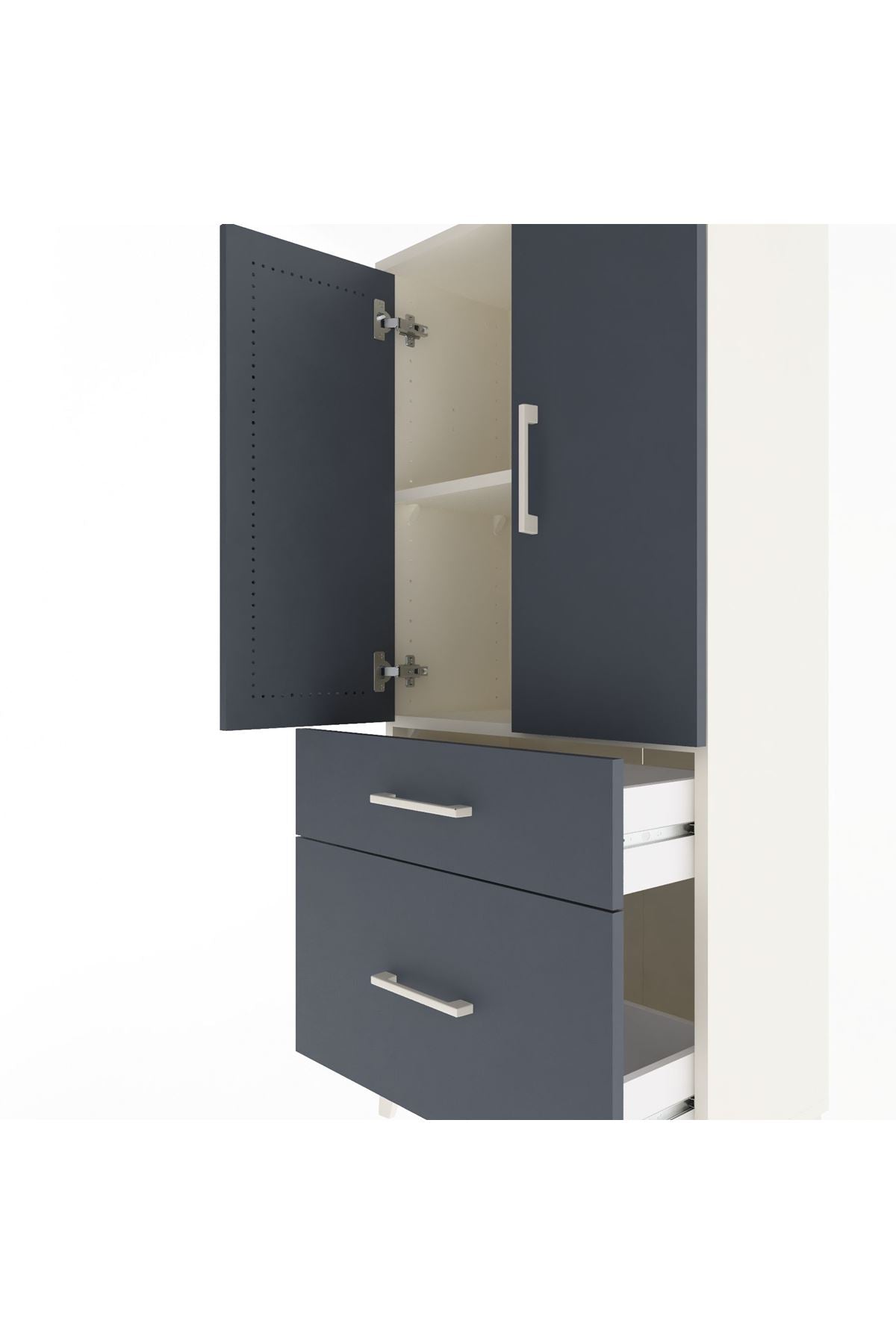 Arges Dolap 2 Raflı 2 Çekmeceli 2 Kapaklı 60x30x134 - S17M071V2A