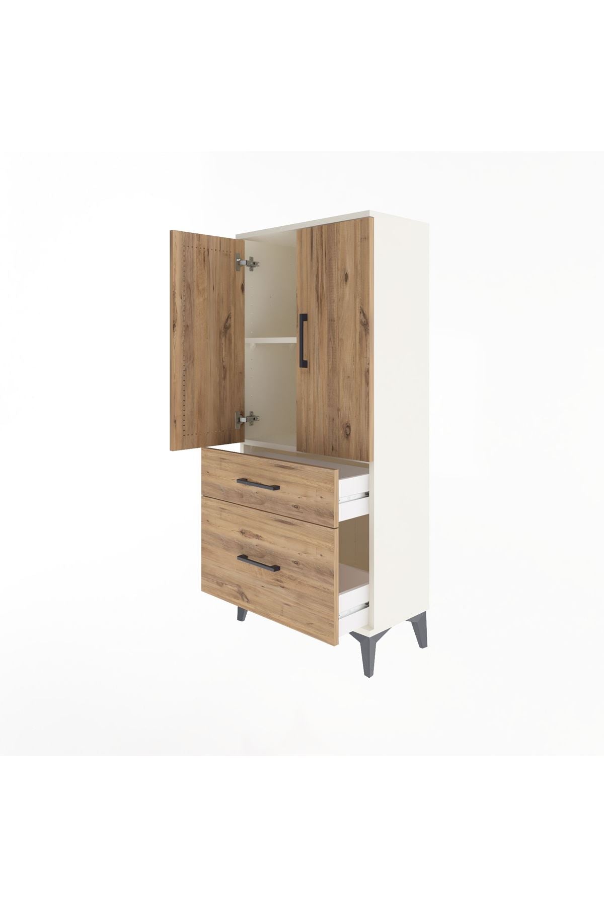 Arges Dolap 2 Raflı 2 Çekmeceli 2 Kapaklı 60x30x134 - S17M071V3A