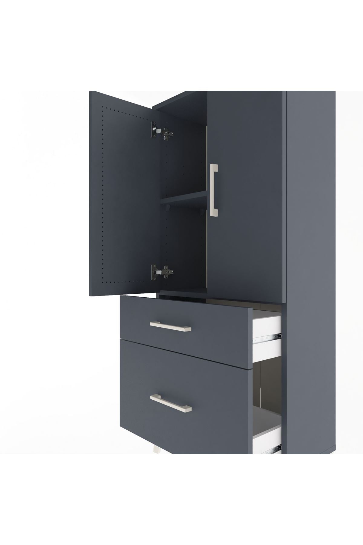 Arges Dolap 2 Raflı 2 Çekmeceli 2 Kapaklı 60x30x134 - S17M071V5A