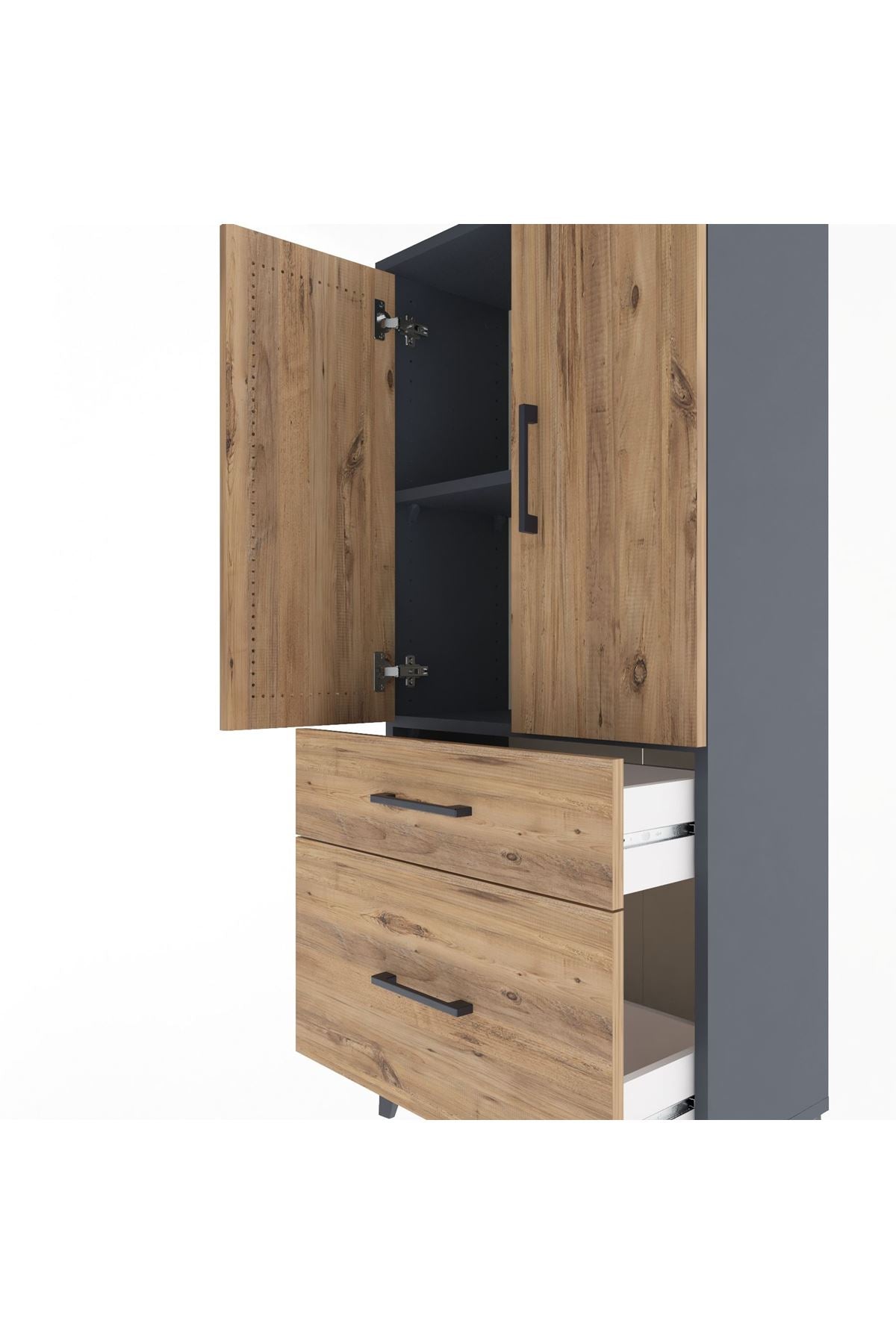 Arges Dolap 2 Raflı 2 Çekmeceli 2 Kapaklı 60x30x134 - S17M071V6A