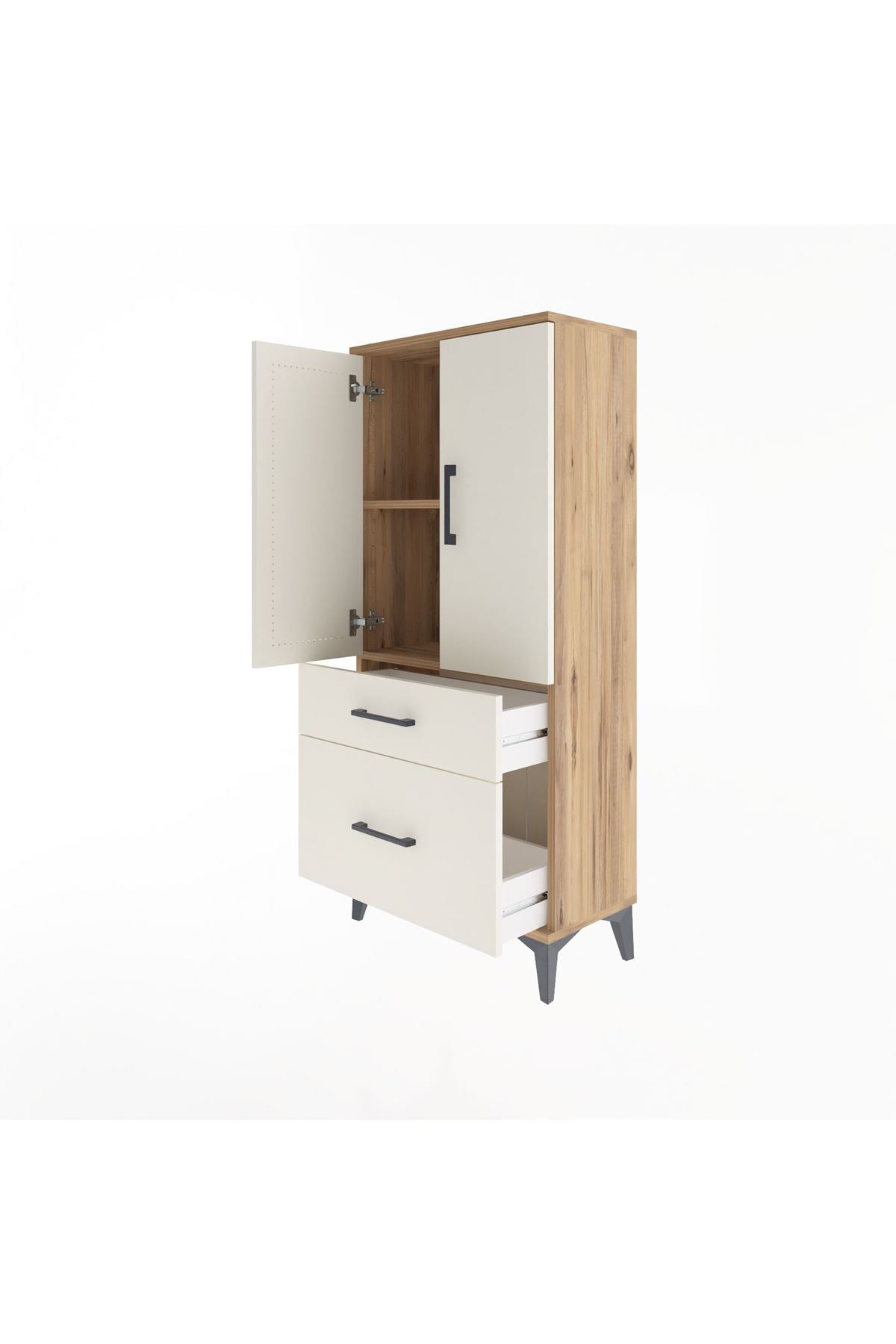 Arges Dolap 2 Raflı 2 Çekmeceli 2 Kapaklı 60x30x134 - S17M071V7A